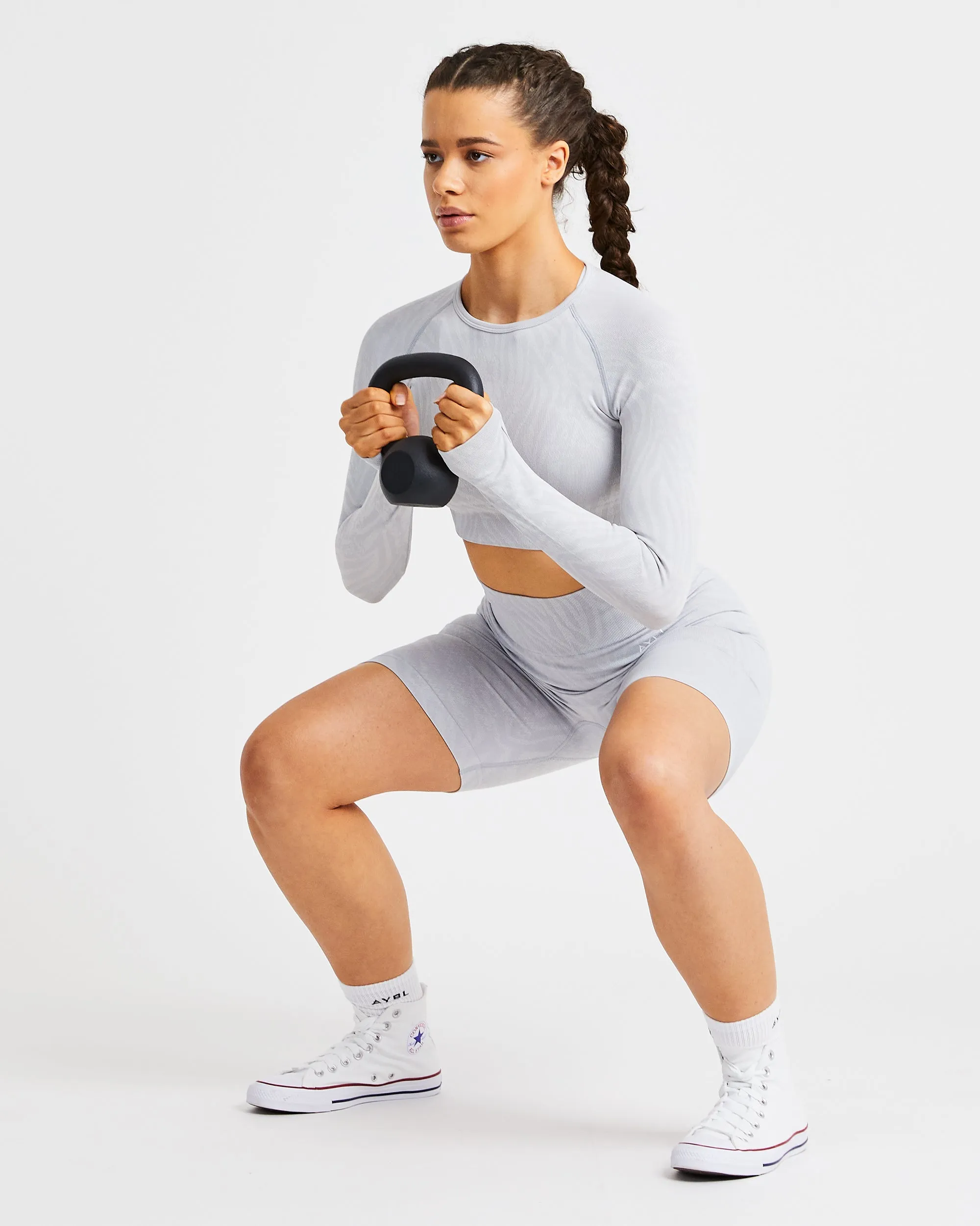 Evolve Animal Seamless Long Sleeve Crop Top - Light Grey sold by AYBL product image thumbnail 5