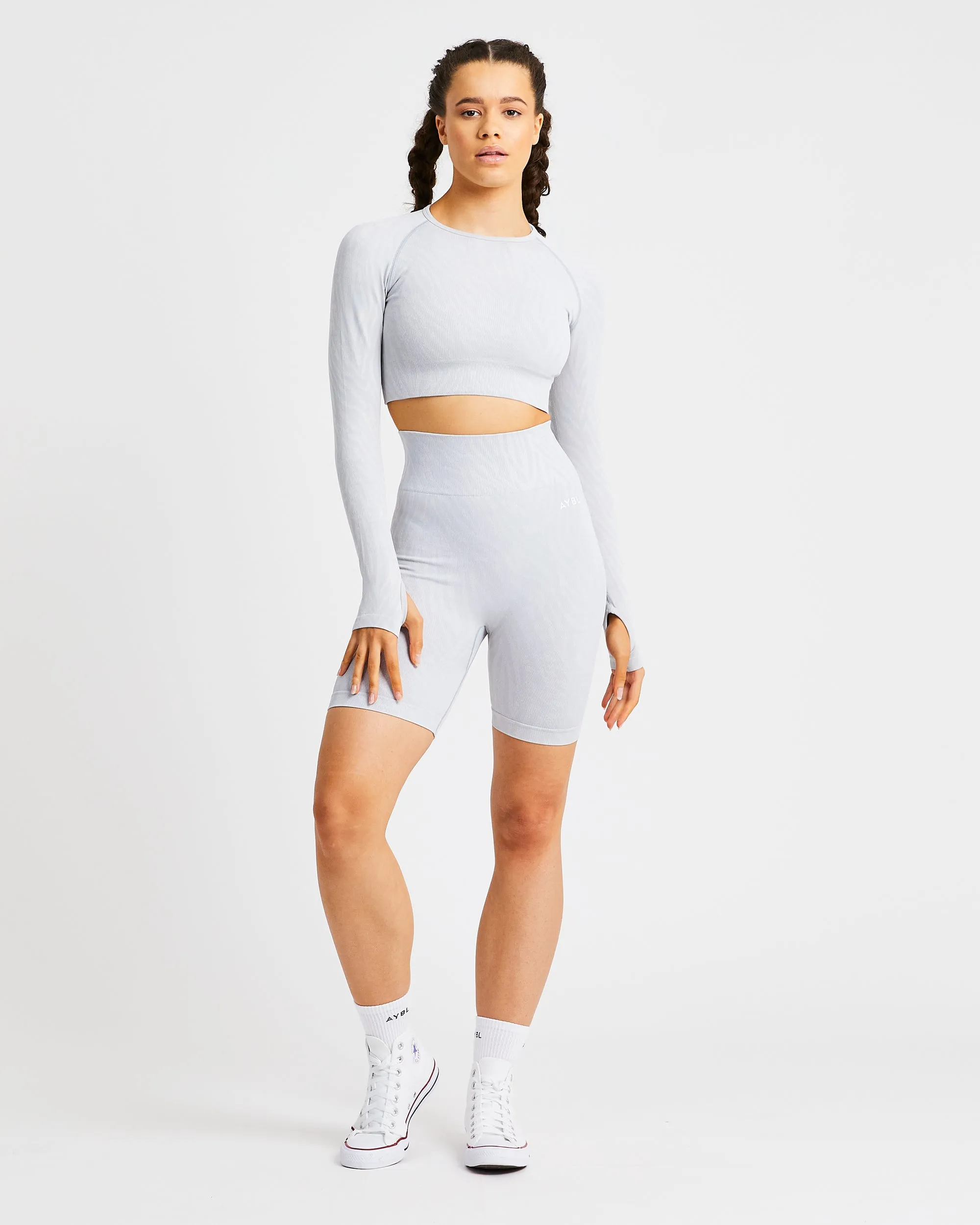 Evolve Animal Seamless Long Sleeve Crop Top - Light Grey sold by AYBL product image thumbnail 3