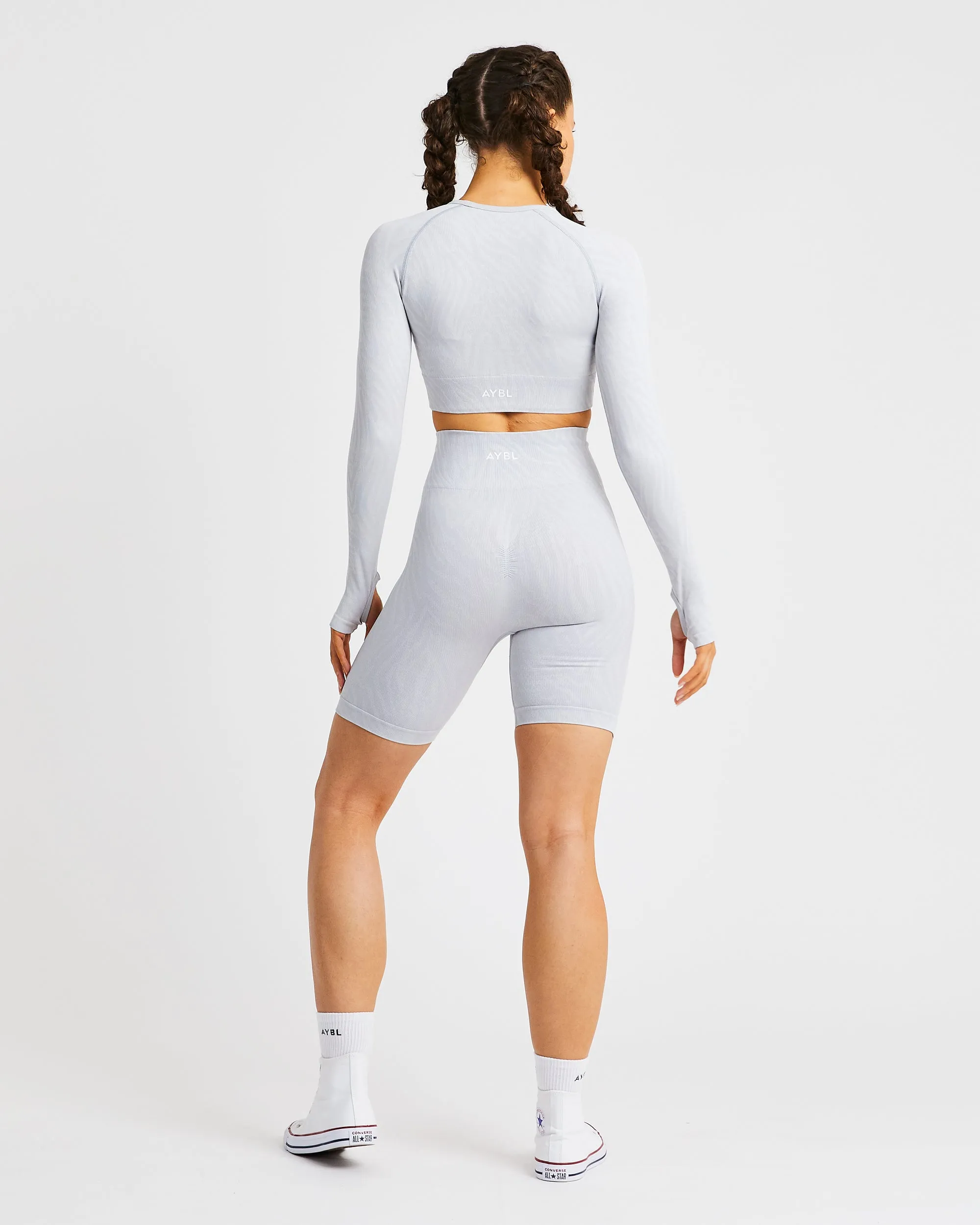 Evolve Animal Seamless Long Sleeve Crop Top - Light Grey sold by AYBL product image thumbnail 4