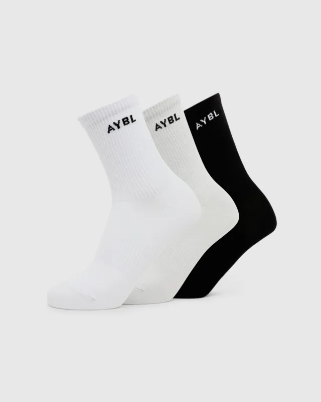 Everyday Crew Socks (3 Pack) - Black/White/Grey sold by AYBL