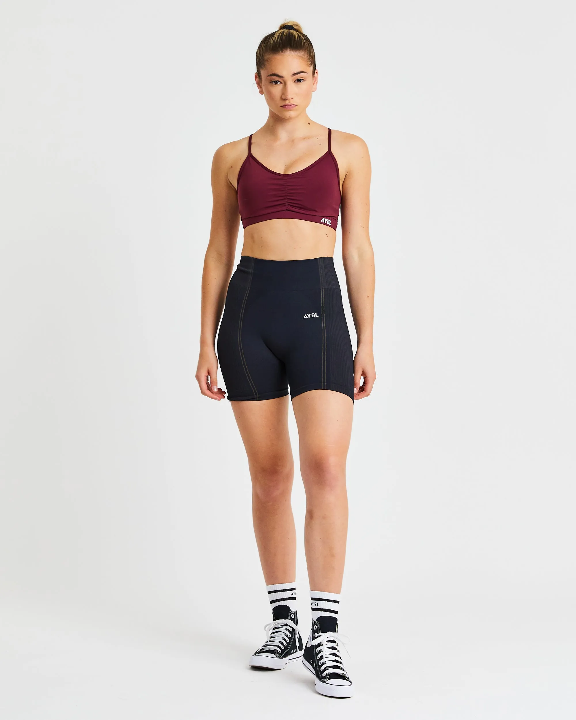 Essential Ruched Sports Bra - Burgundy sold by AYBL product image thumbnail 3