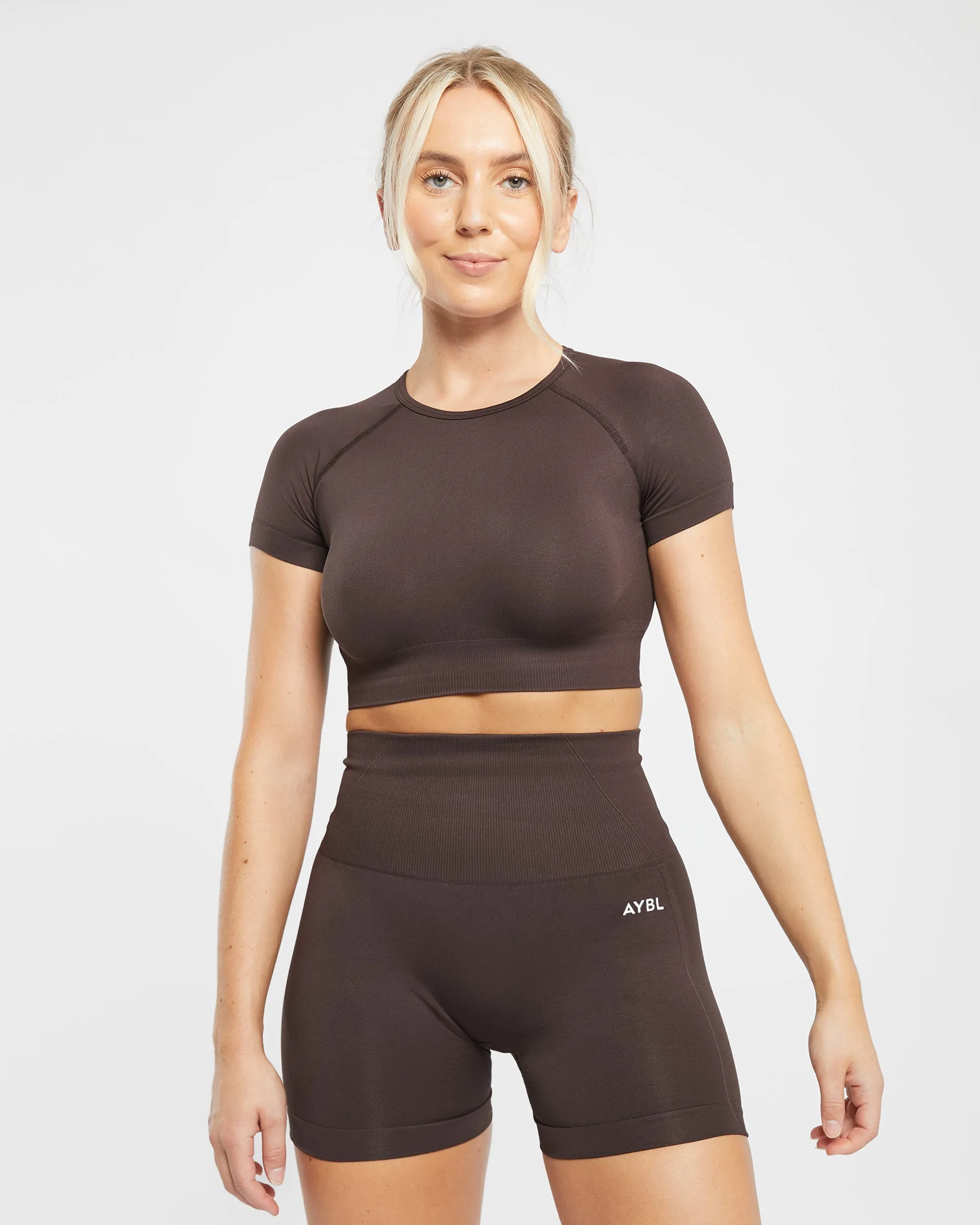 Empower Seamless Crop Top - Cocoa Brown sold by AYBL