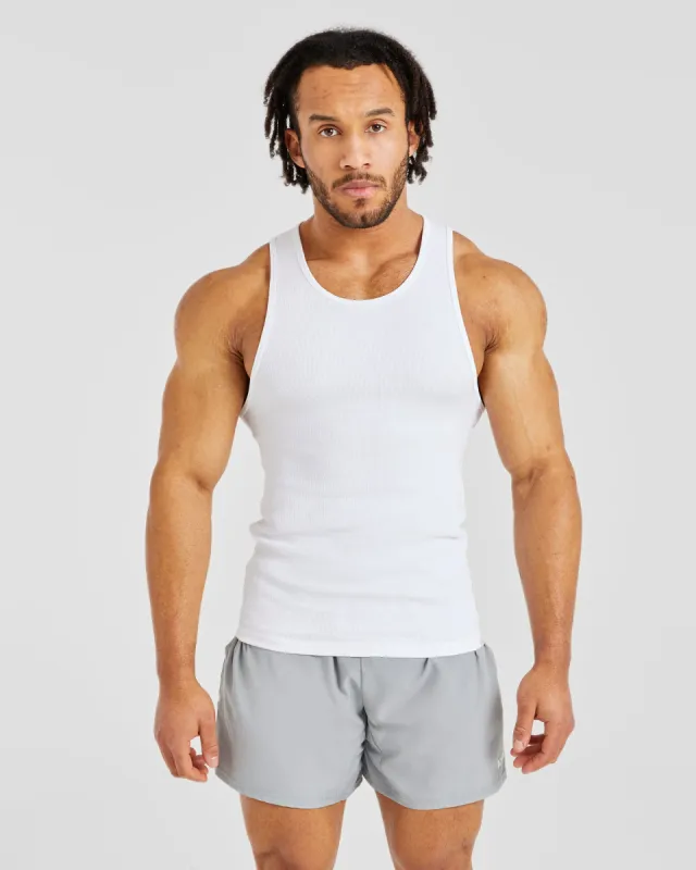 Muscle Ribbed Tank - White sold by AYBL