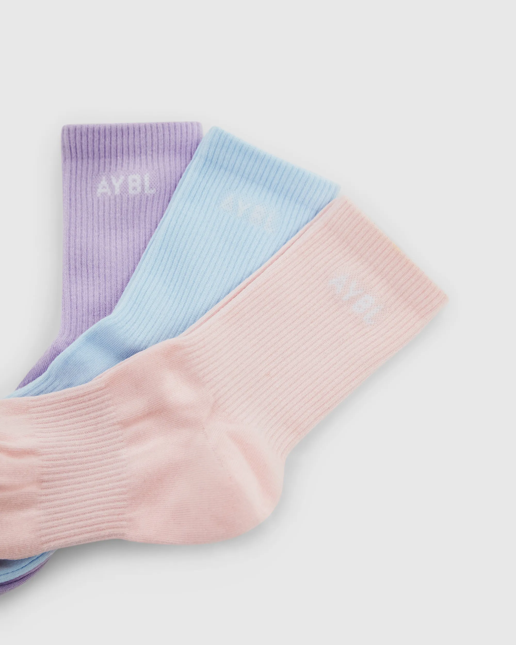 Everyday Crew Socks (3 Pack) - Blue/Purple/Pink sold by AYBL product image thumbnail 5