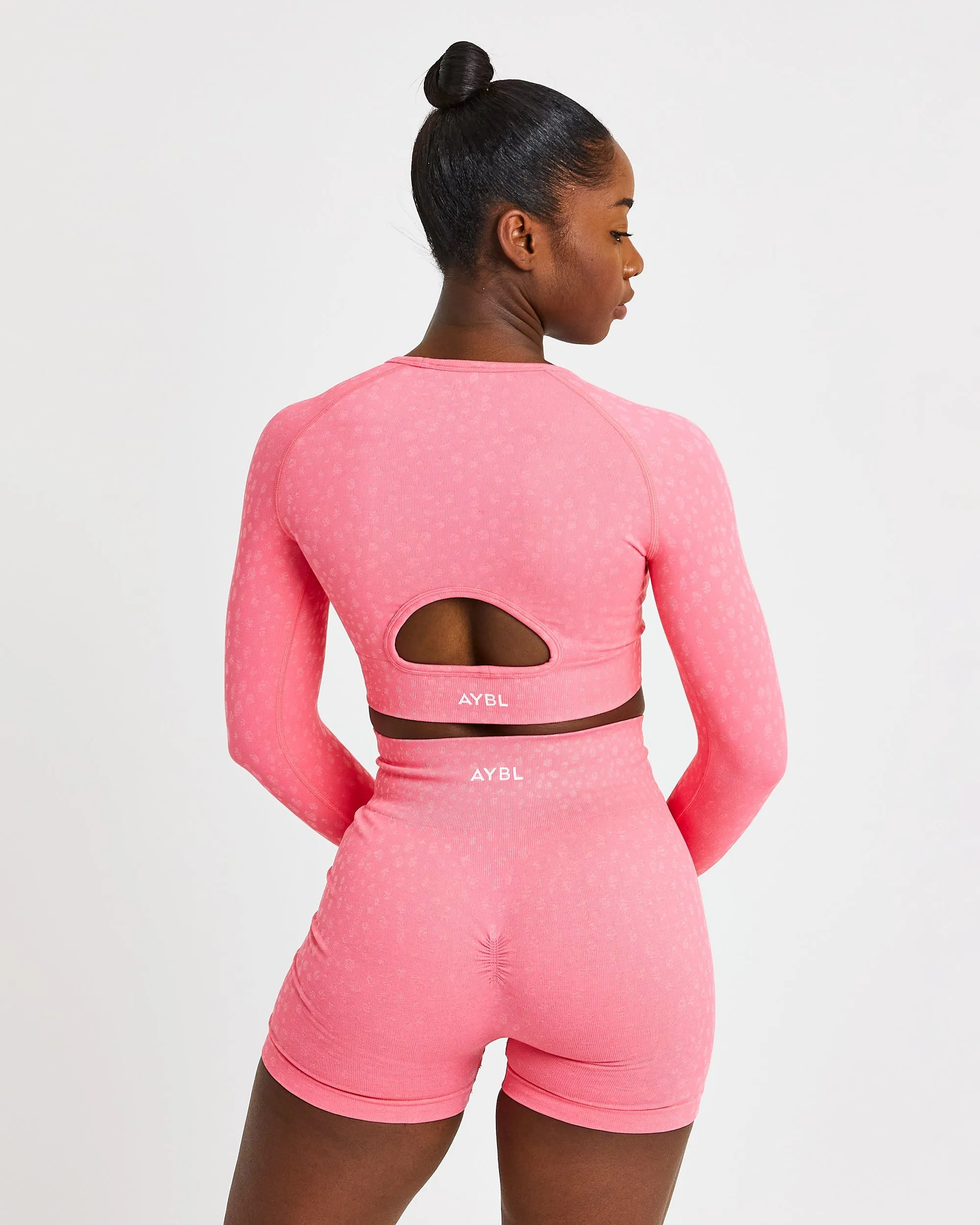 Evolve Speckle Seamless Long Sleeve Crop Top - Coral Pink sold by AYBL product image thumbnail 2