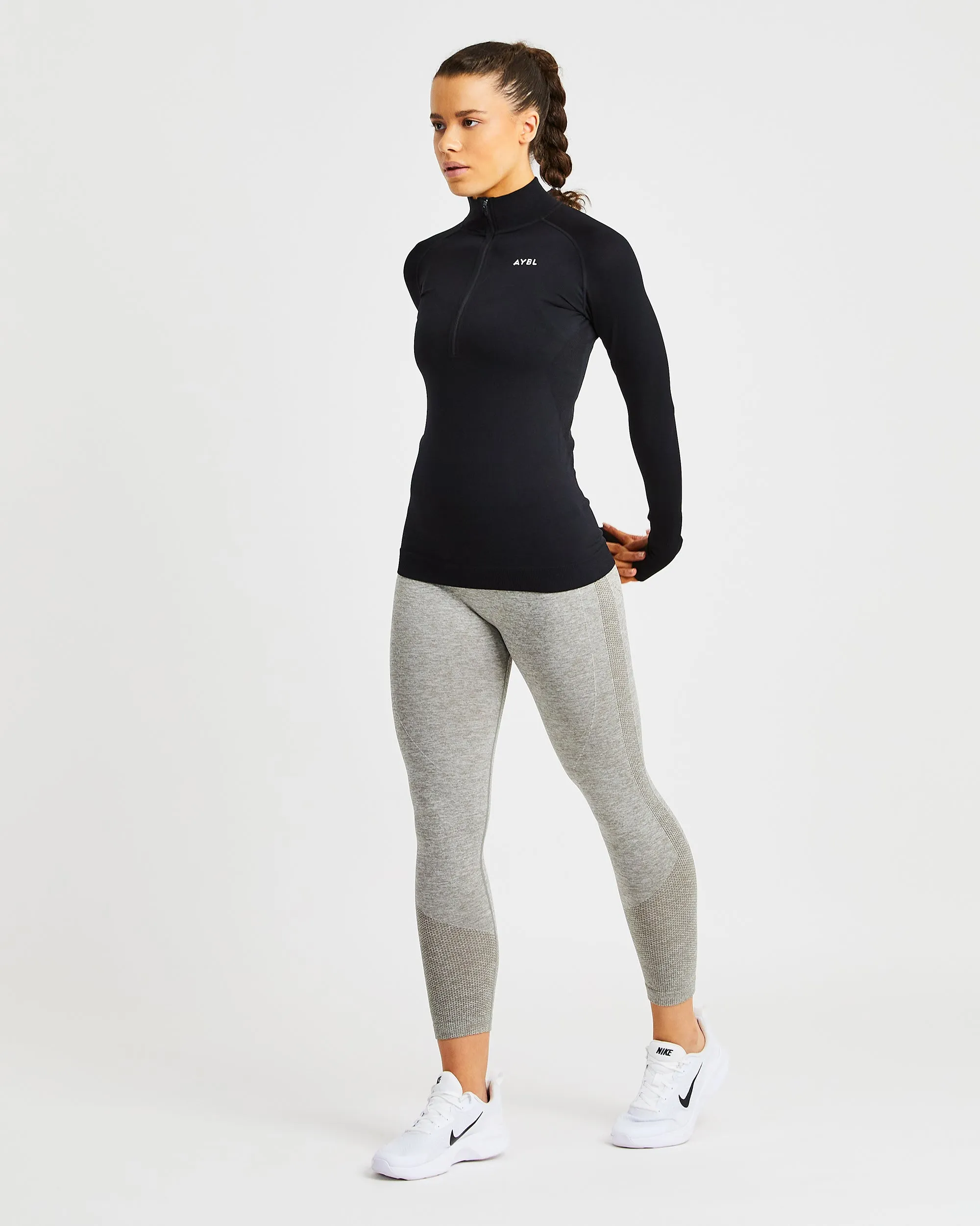 Motion Seamless 1/2 Zip Pullover - Black sold by AYBL product image thumbnail 5