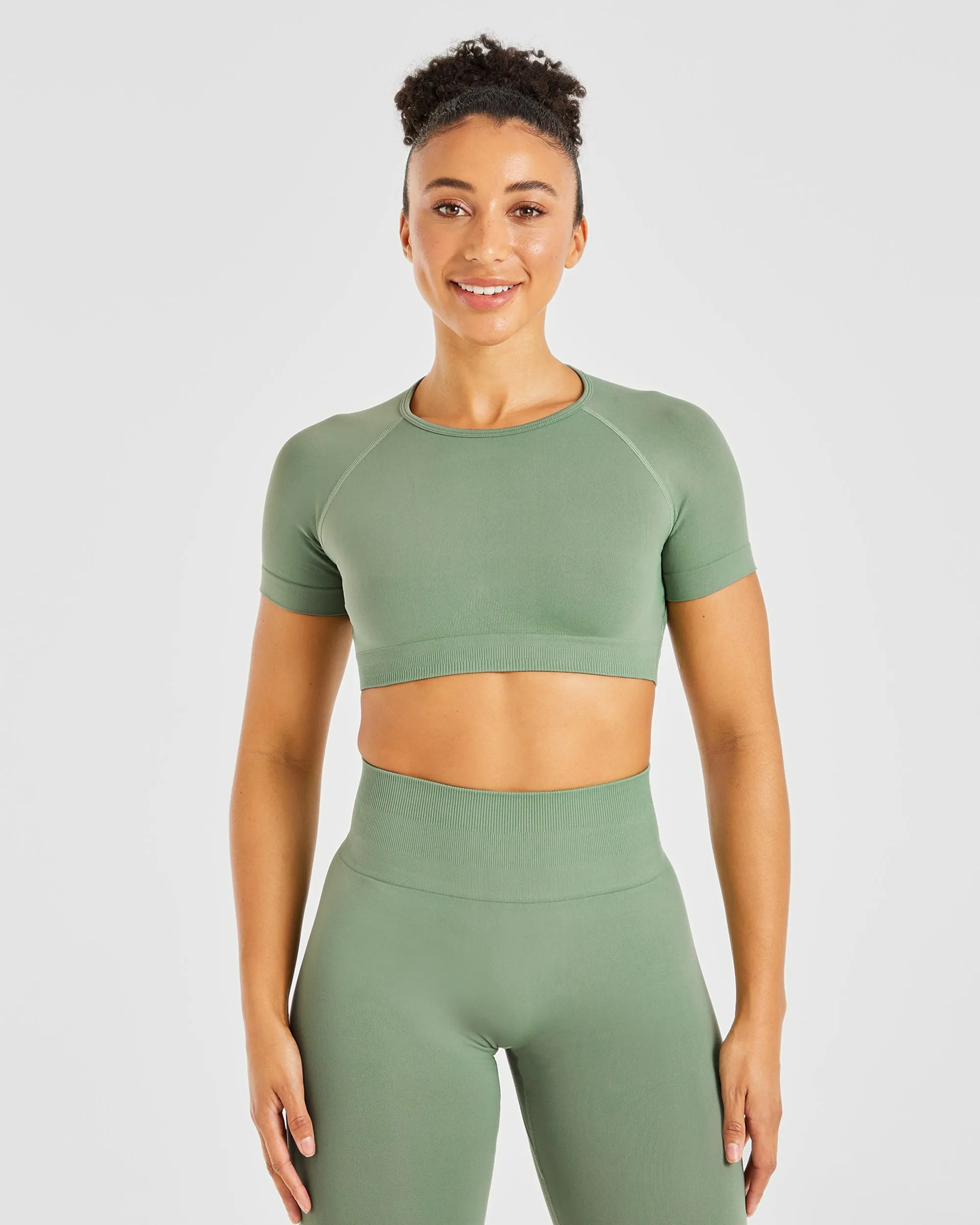 Power Seamless Crop Top - Olive sold by AYBL