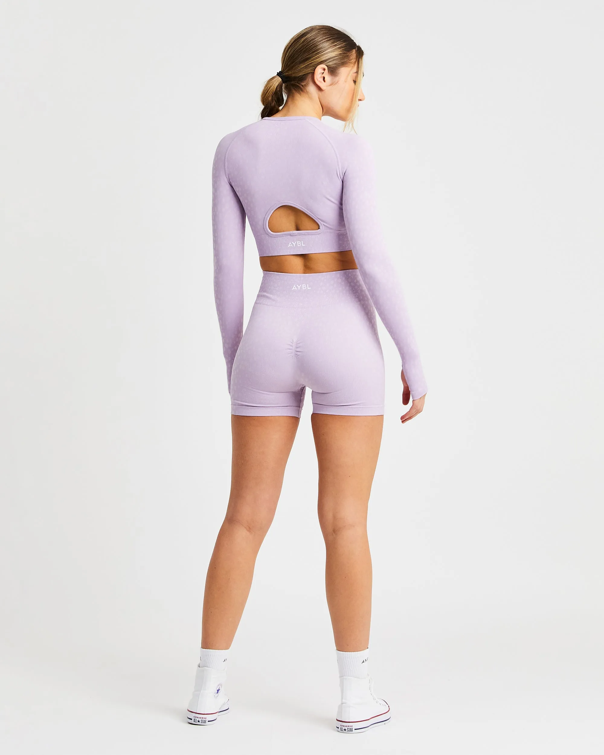 Evolve Speckle Seamless Long Sleeve Crop Top - Lilac sold by AYBL product image thumbnail 4