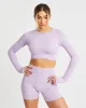 Evolve Speckle Seamless Long Sleeve Crop Top - Lilac sold by AYBL