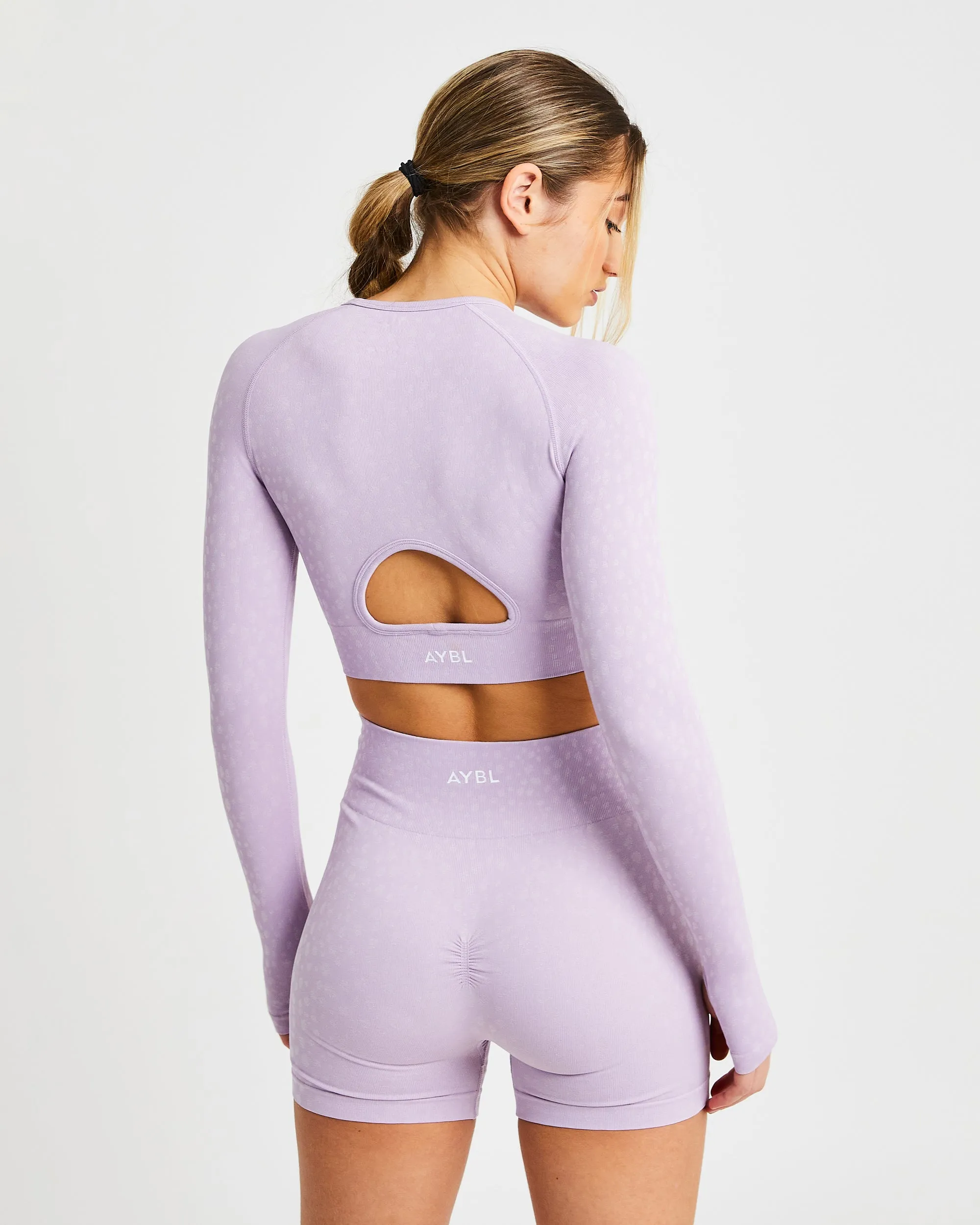 Evolve Speckle Seamless Long Sleeve Crop Top - Lilac sold by AYBL product image thumbnail 2
