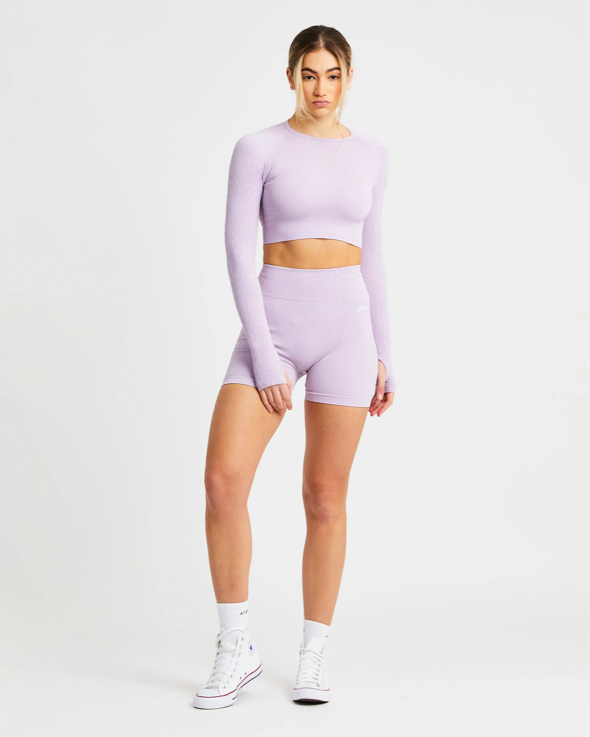 Evolve Speckle Seamless Long Sleeve Crop Top - Lilac sold by AYBL product image thumbnail 3