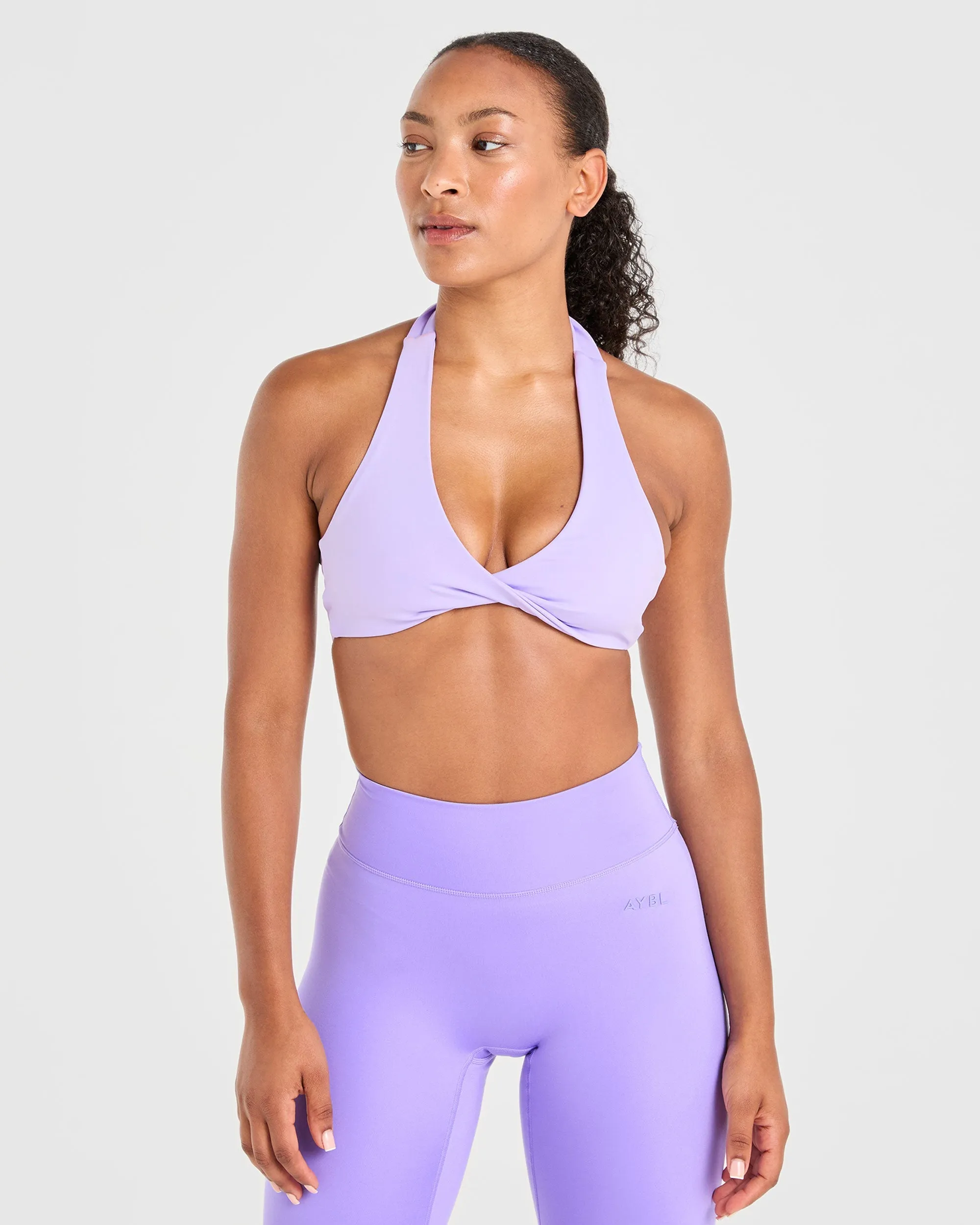 Essential Halterneck Sports Bra - Pastel Purple sold by AYBL