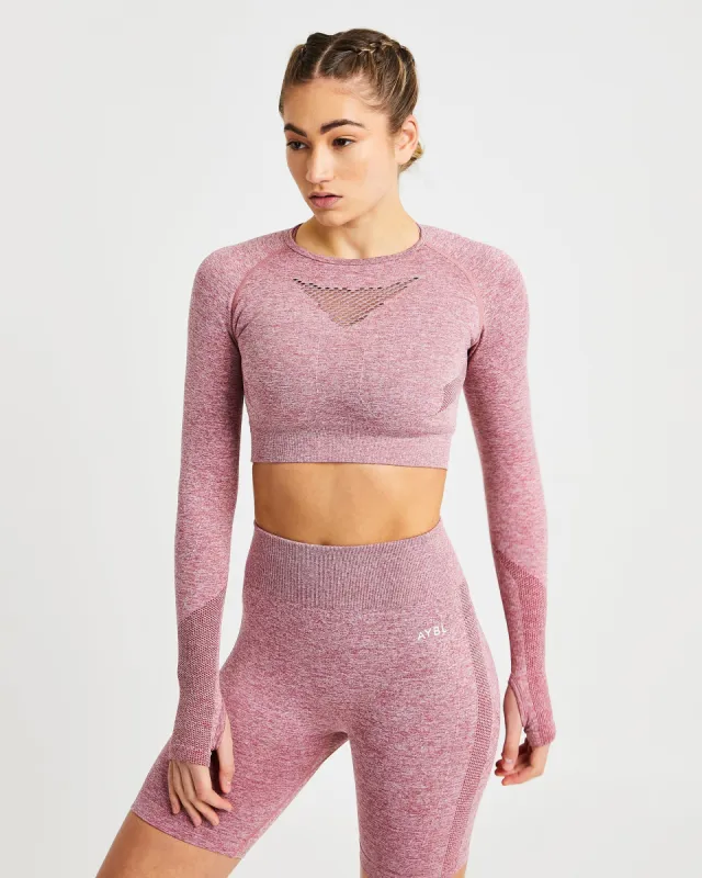 Motion Seamless Long Sleeve Crop Top - Brick Red sold by AYBL