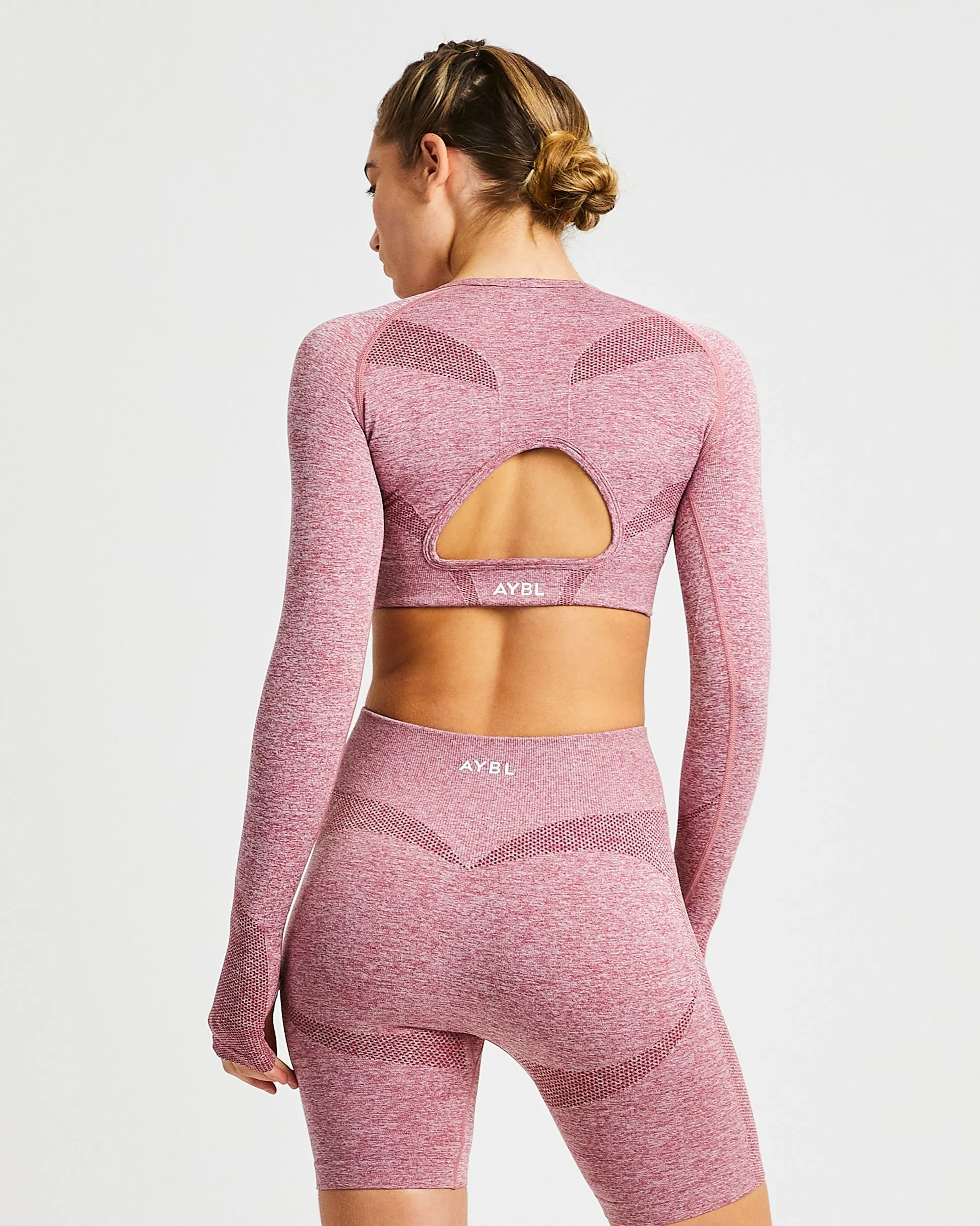 Motion Seamless Long Sleeve Crop Top - Brick Red sold by AYBL product image thumbnail 2
