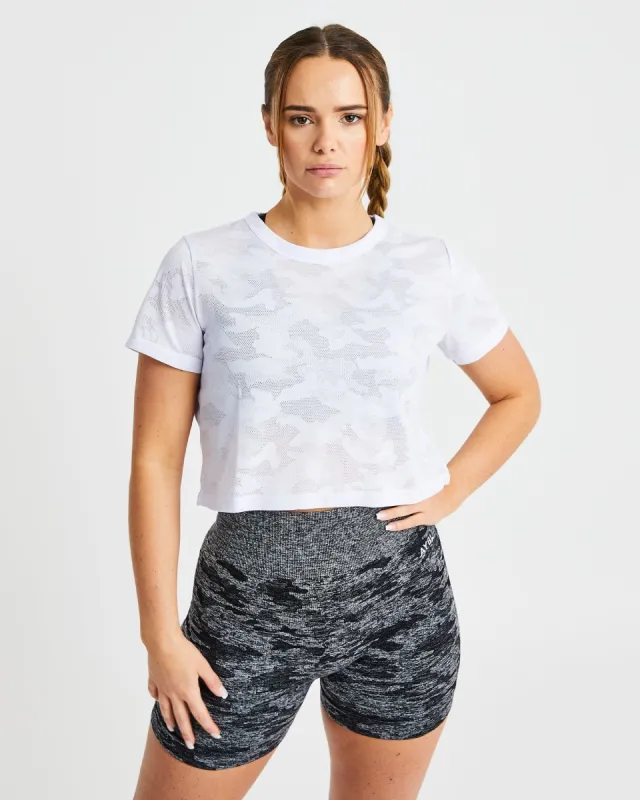 Evolve Camo Crop T Shirt - White sold by AYBL