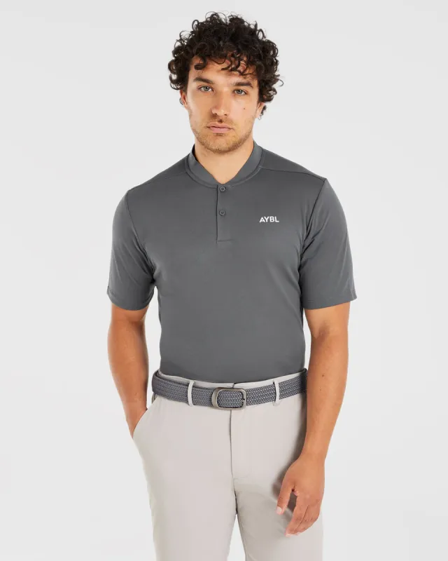 Performance Collarless Polo Shirt - Charcoal sold by AYBL