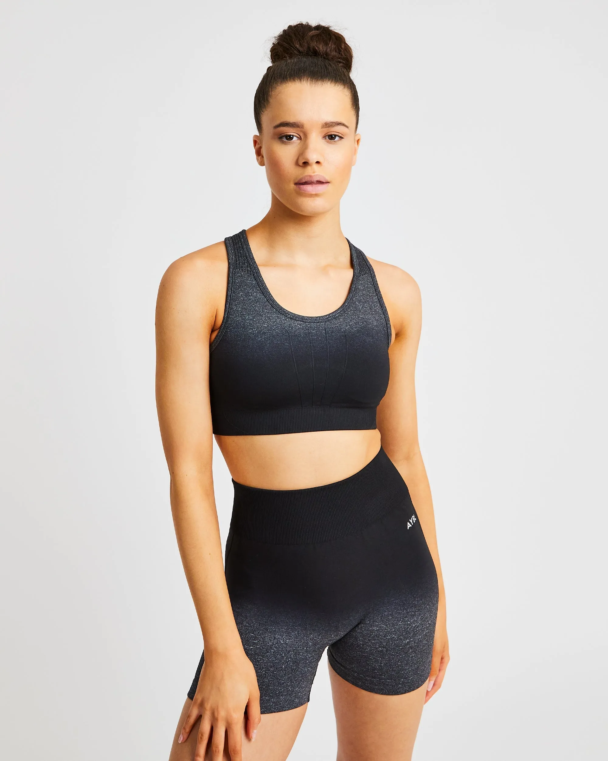 Pulse Ombré Seamless Sports Bra - Black/Grey sold by AYBL