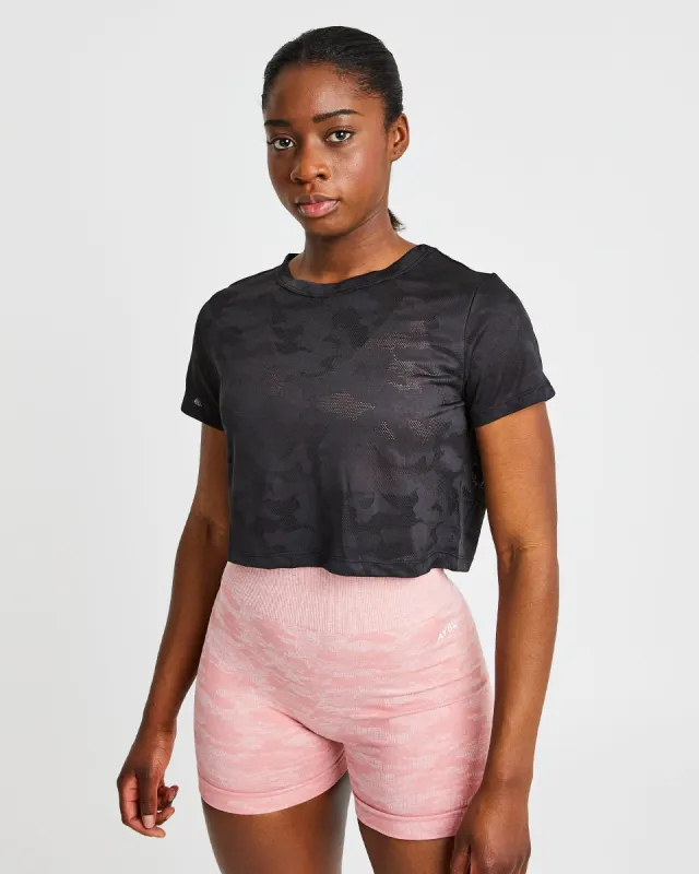 Evolve Camo Crop T Shirt - Black sold by AYBL