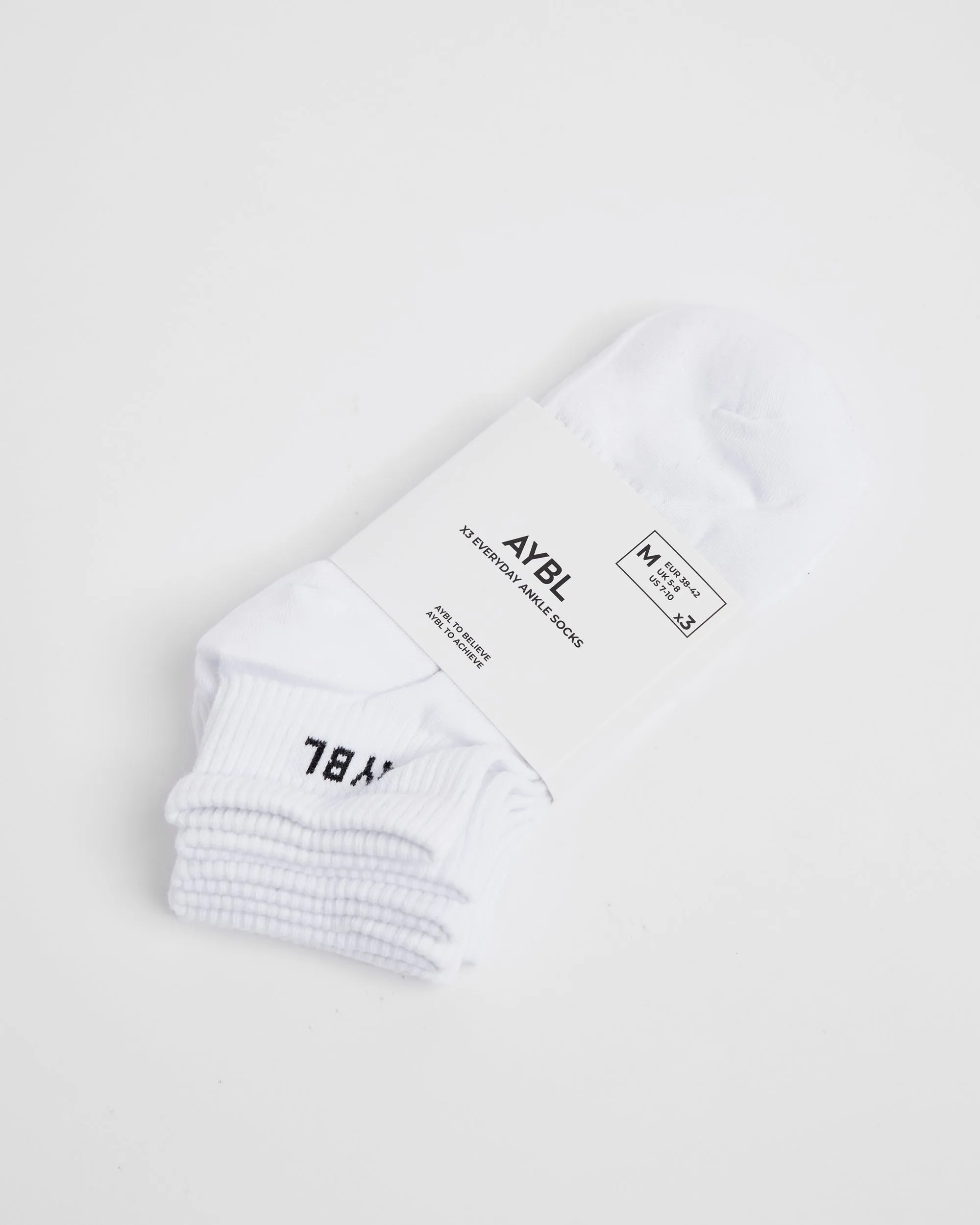 Everyday Ankle Socks (3 Pack) - White sold by AYBL product image thumbnail 4