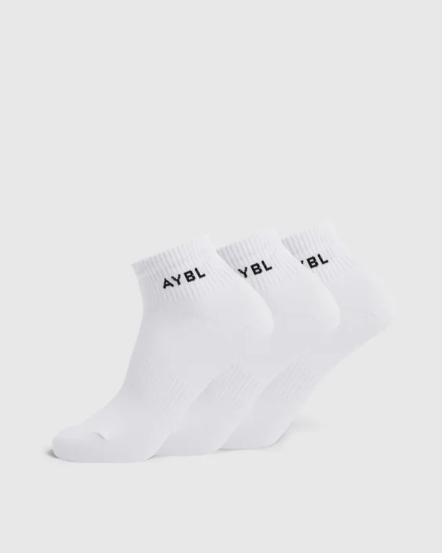 Everyday Ankle Socks (3 Pack) - White sold by AYBL