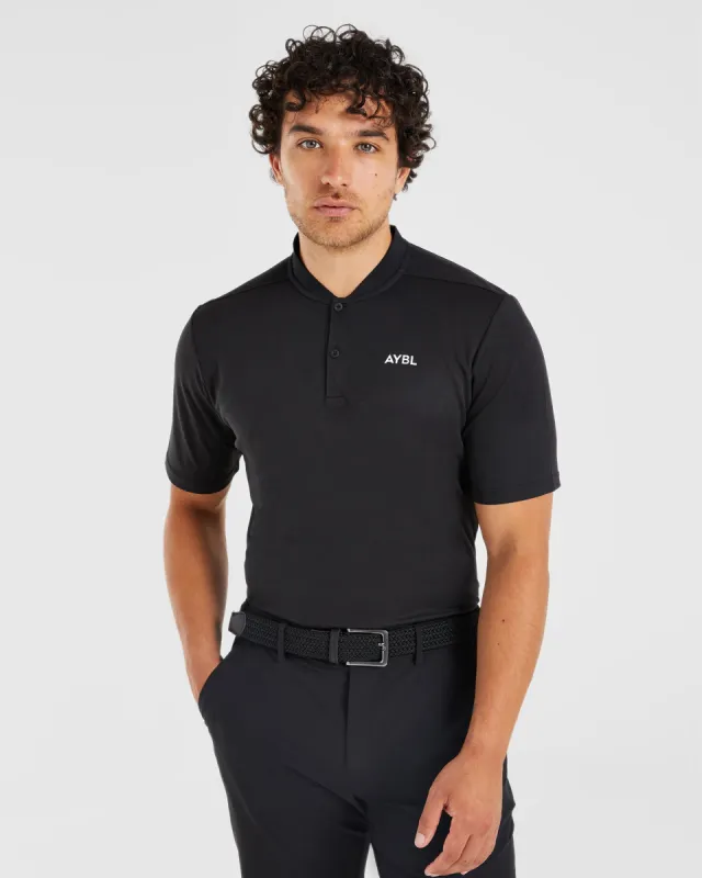 Performance Collarless Polo Shirt - Black sold by AYBL