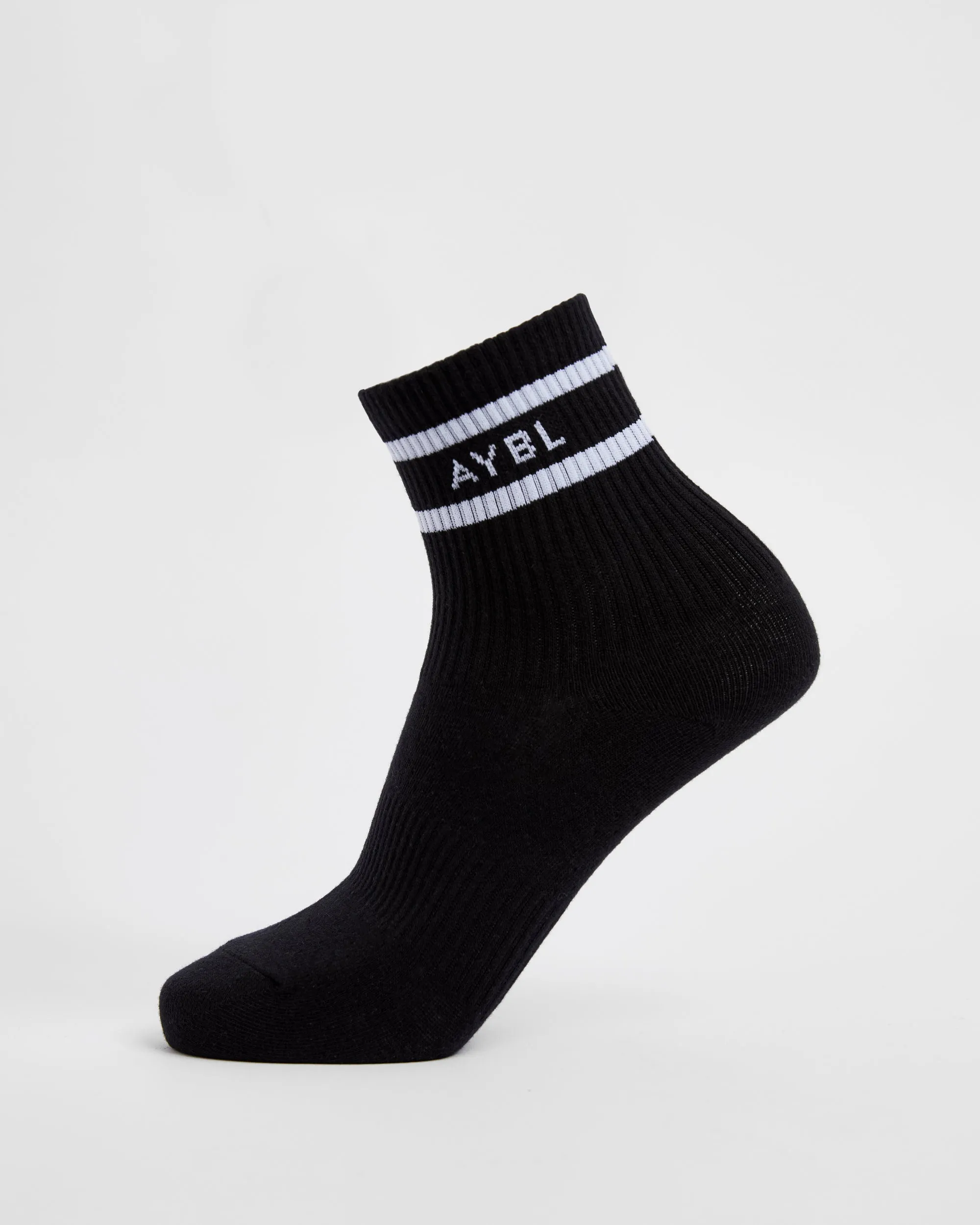 Everyday Double Stripe Crew Socks (3 Pack) - Black sold by AYBL product image thumbnail 3
