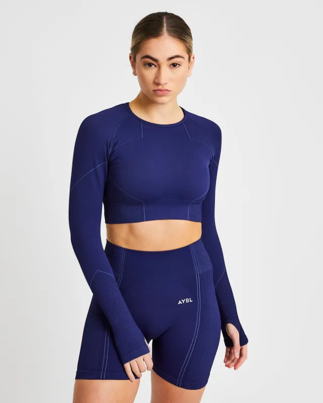 Reflex Seamless Long Sleeve Crop Top - Royal Blue sold by AYBL