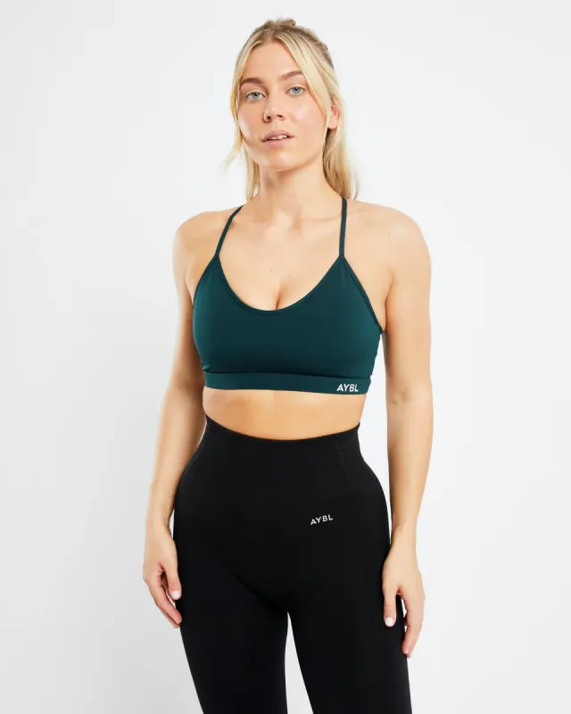 Essential V Neck Sports Bra - Forest Green sold by AYBL