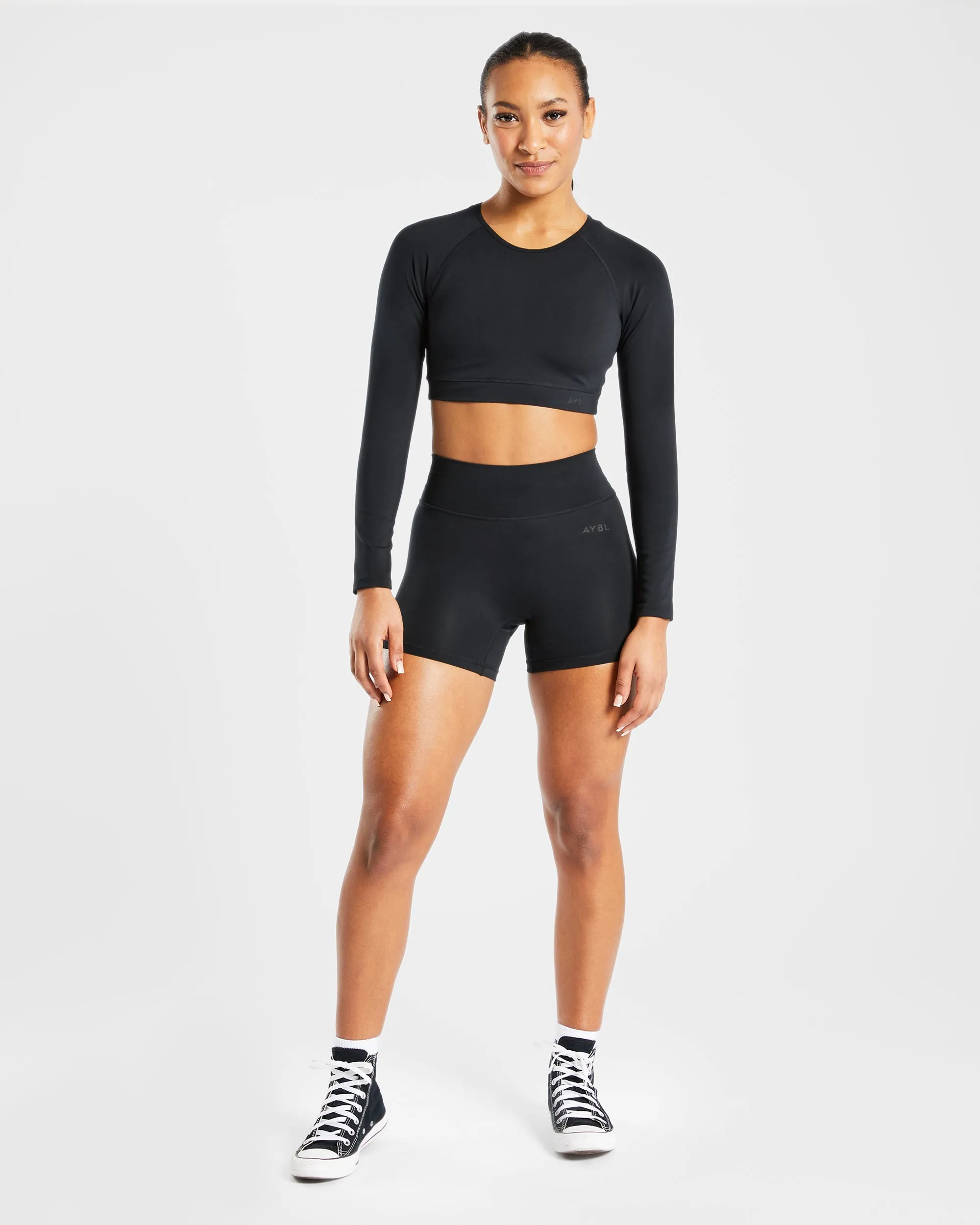 Staple Long Sleeve Crop Top - Black sold by AYBL product image thumbnail 3