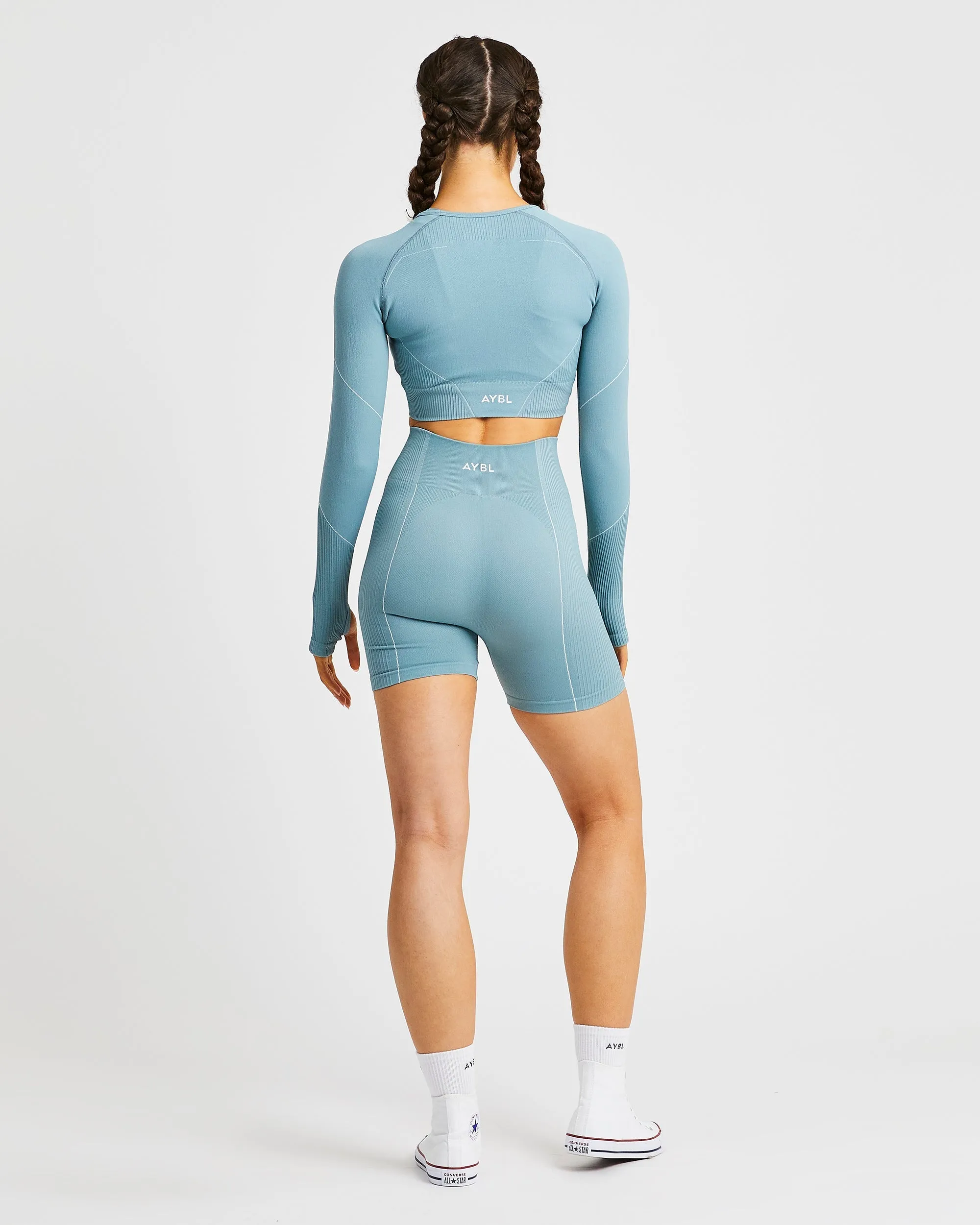 Reflex Seamless Long Sleeve Crop Top - Teal sold by AYBL product image thumbnail 4