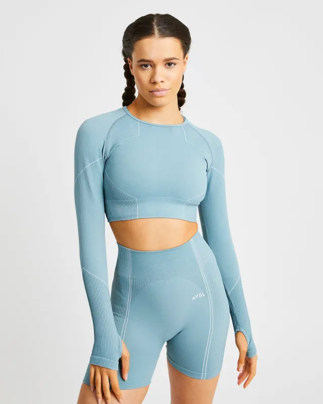 Reflex Seamless Long Sleeve Crop Top - Teal sold by AYBL