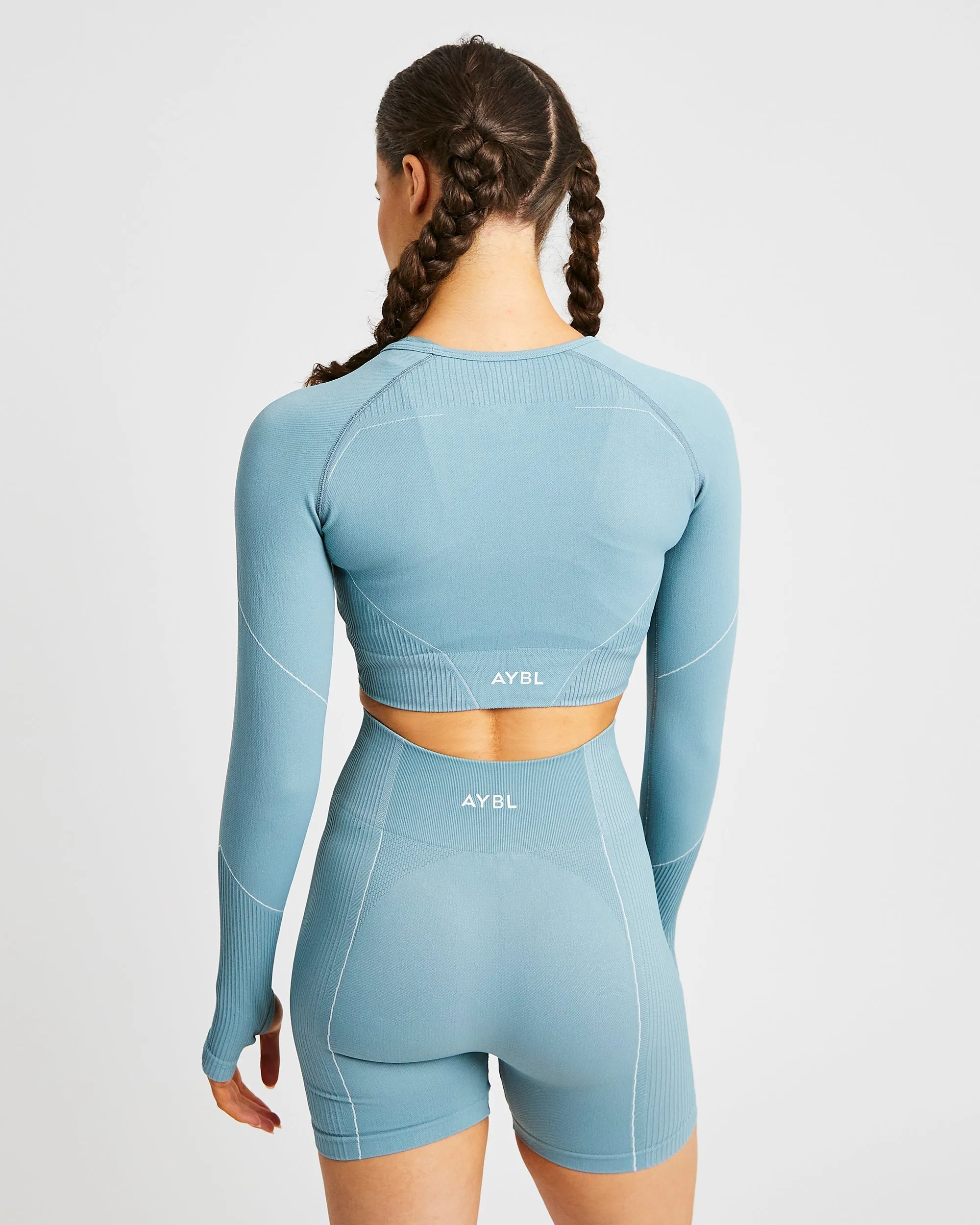 Reflex Seamless Long Sleeve Crop Top - Teal sold by AYBL product image thumbnail 2