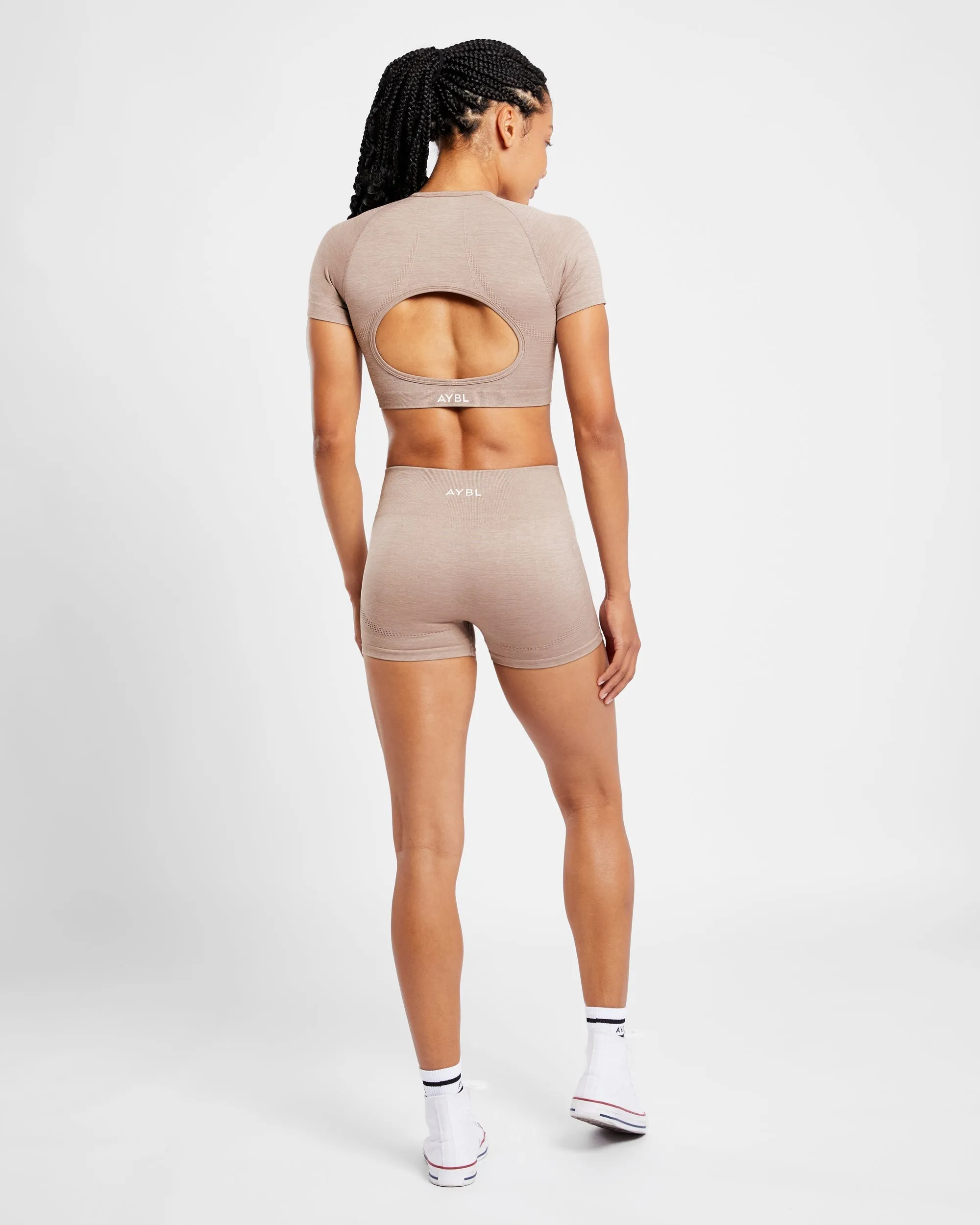 Revive Seamless Crop Top - Warm Taupe Marl sold by AYBL product image thumbnail 4