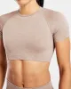 Revive Seamless Crop Top - Warm Taupe Marl sold by AYBL