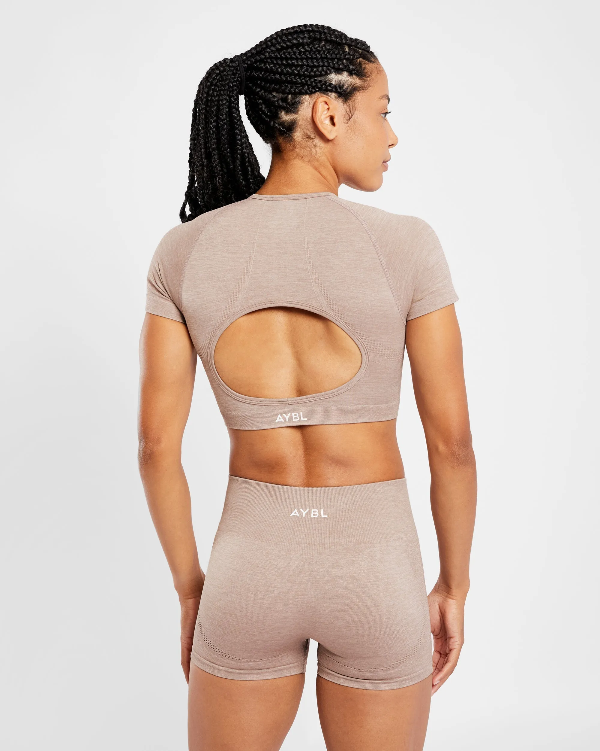Revive Seamless Crop Top - Warm Taupe Marl sold by AYBL product image thumbnail 2