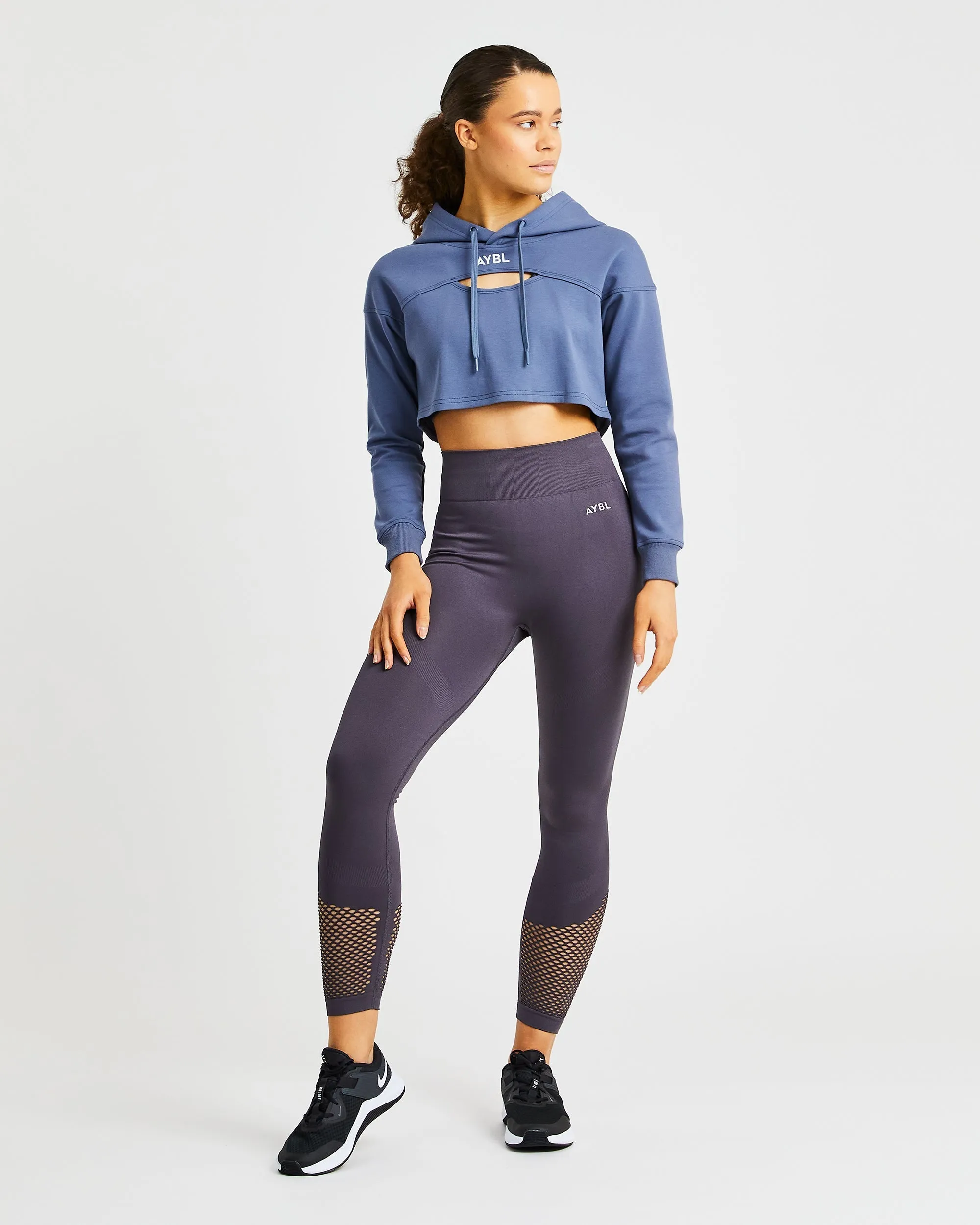 Everyday Cutout Crop Hoodie - Slate Blue sold by AYBL product image thumbnail 3