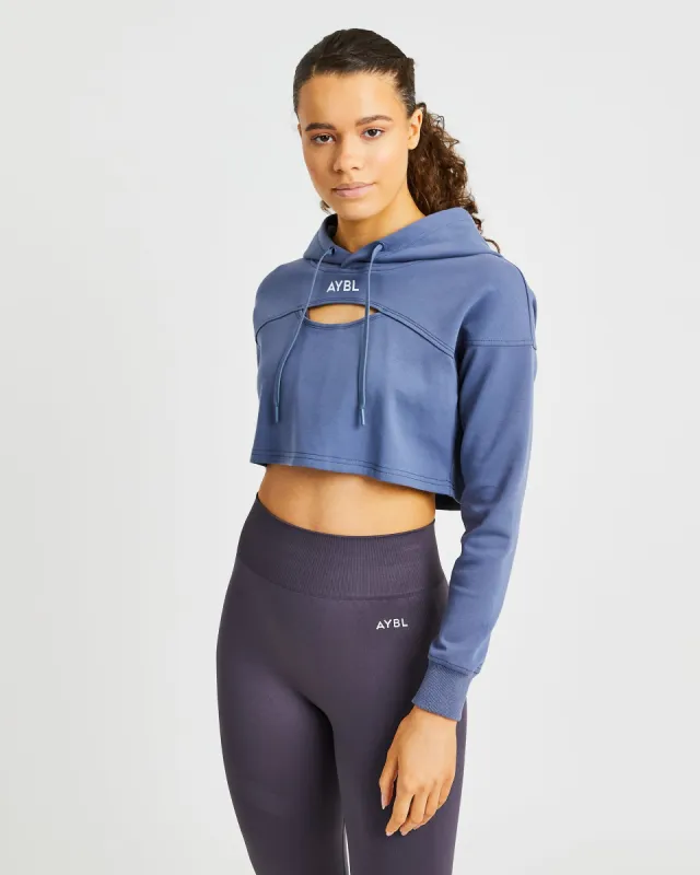 Everyday Cutout Crop Hoodie - Slate Blue sold by AYBL