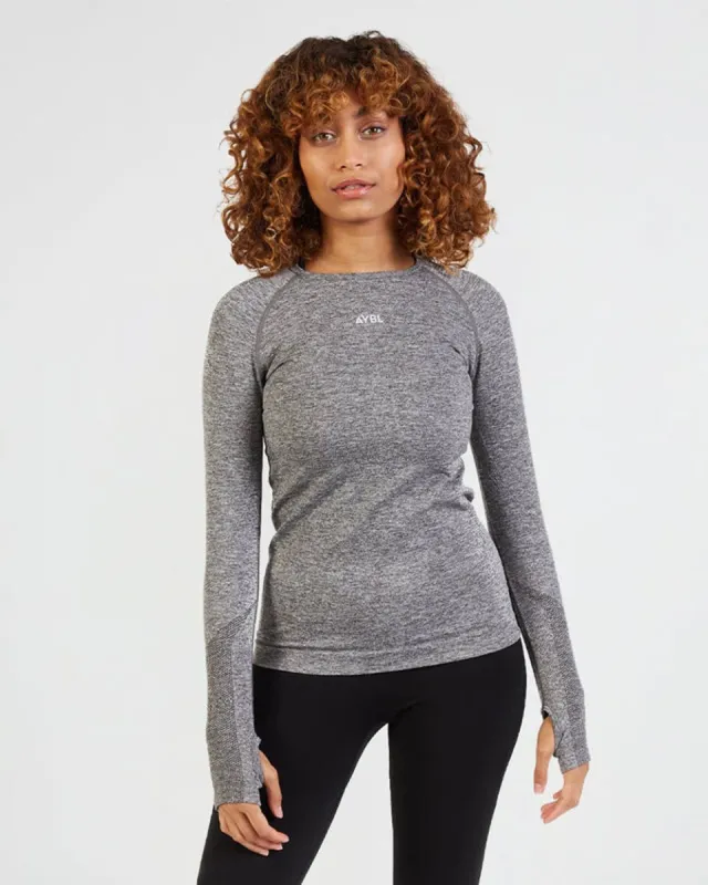 Motion Seamless Long Sleeve Top - Grey Marl sold by AYBL