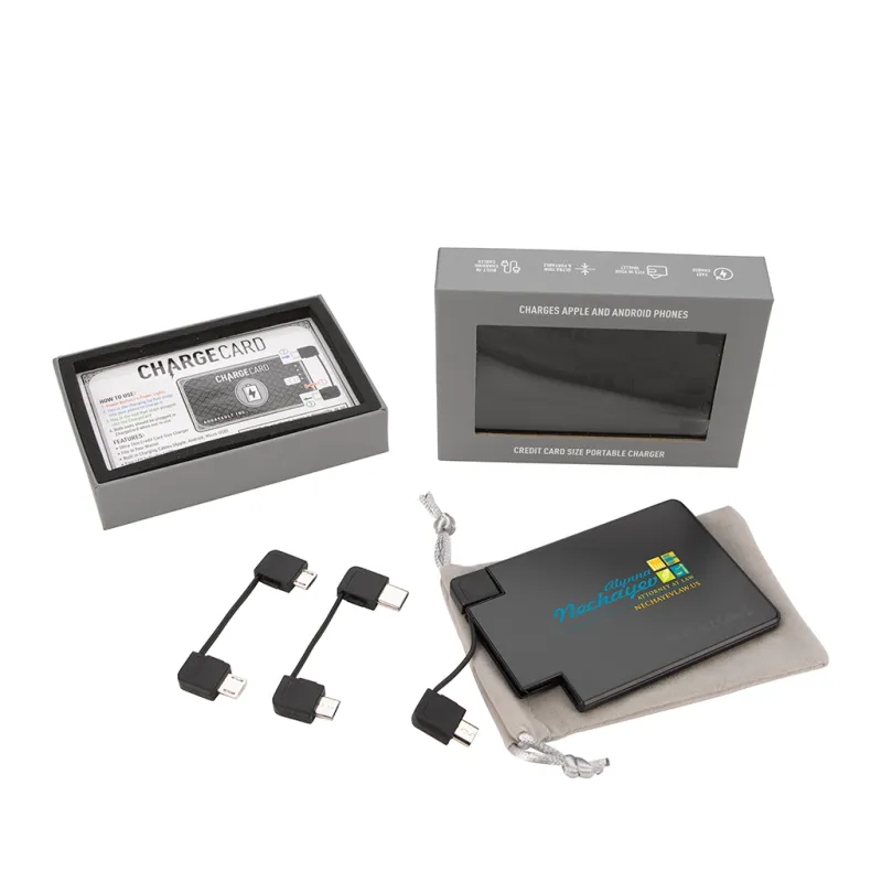 AquaVault Matte Black ChargeCard Power Bank 2,300 mAh made by Merchology