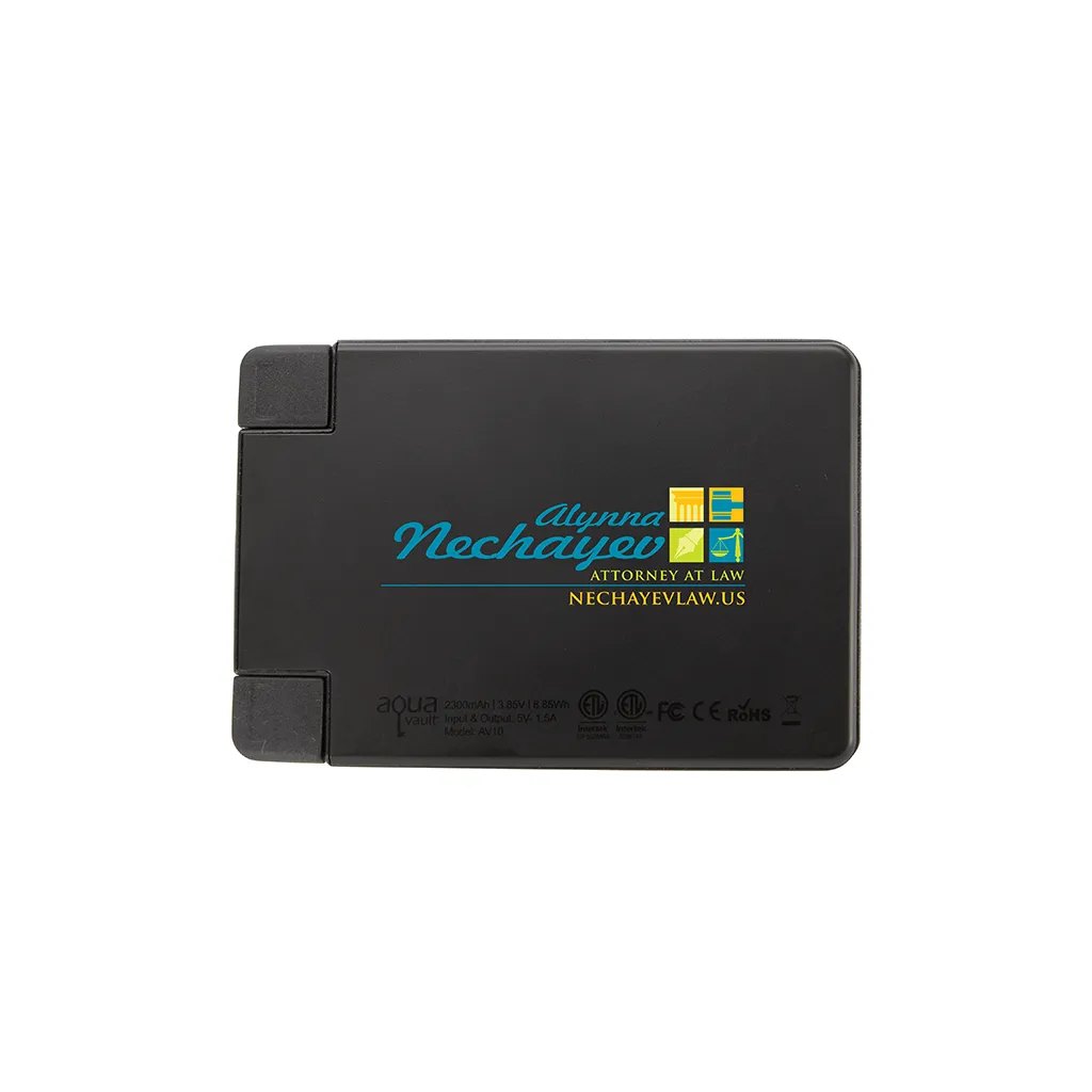 AquaVault Matte Black ChargeCard Power Bank 2,300 mAh sold by Merchology product image thumbnail 4