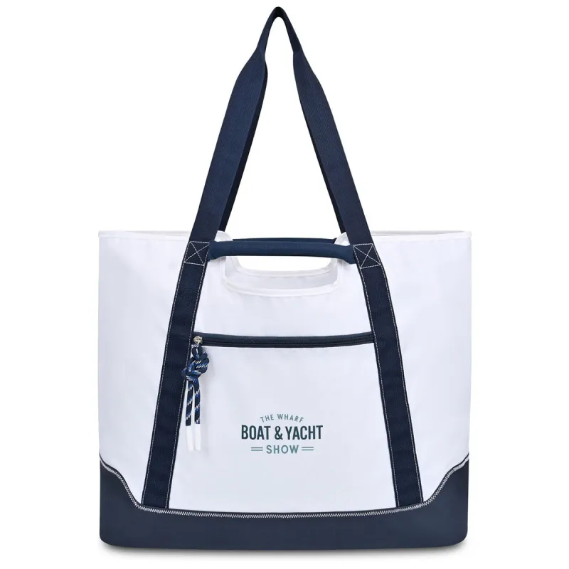 48-Hour Gemline White Harborside XL Boat Tote made by Merchology