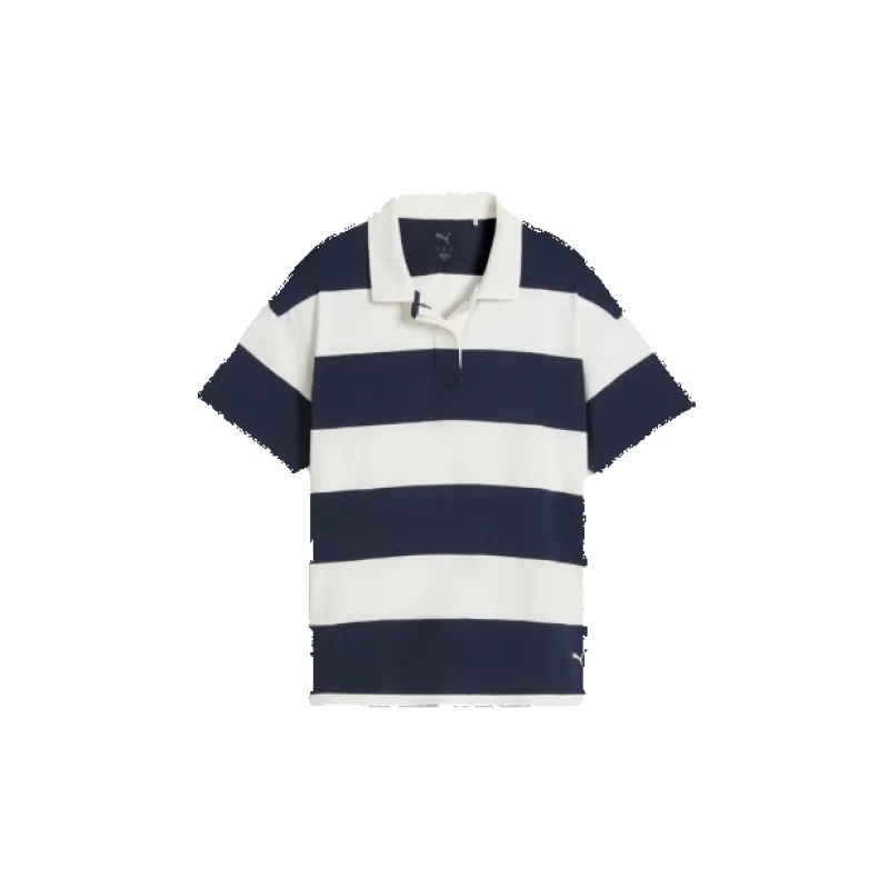 Puma Women's Warm White-Deep Navy Cloudspun Rugby Polo made by Puma Golf