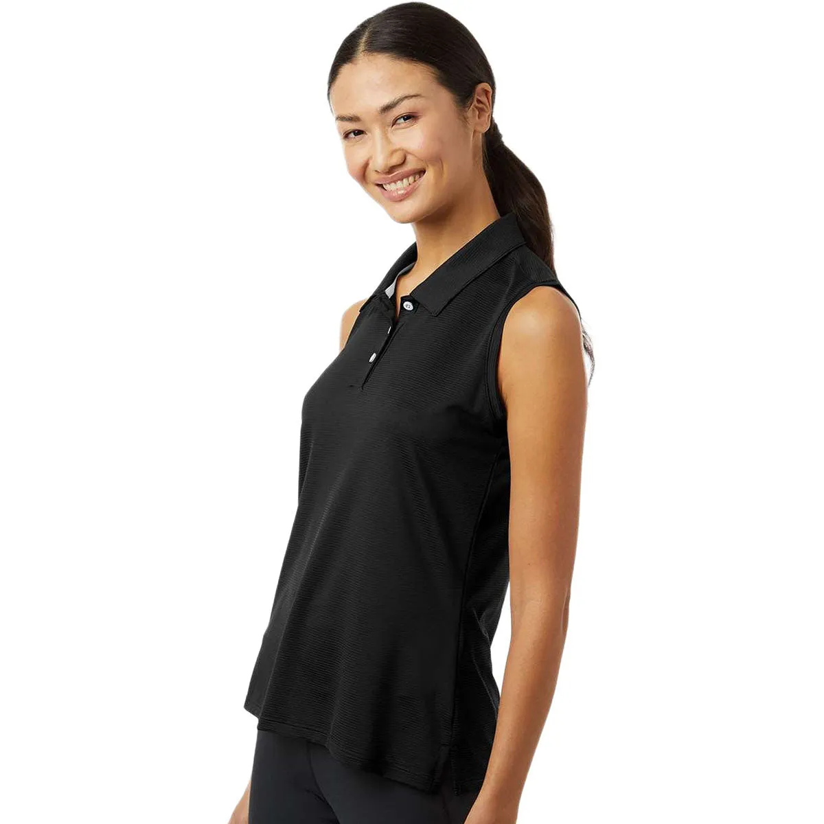Adidas Women's Black Ottoman Sleeveless Polo sold by Merchology product image thumbnail 5
