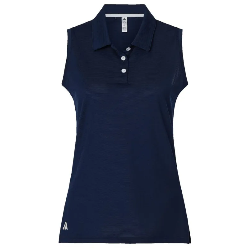 Adidas Women's Collegiate Navy Ottoman Sleeveless Polo sold by Merchology