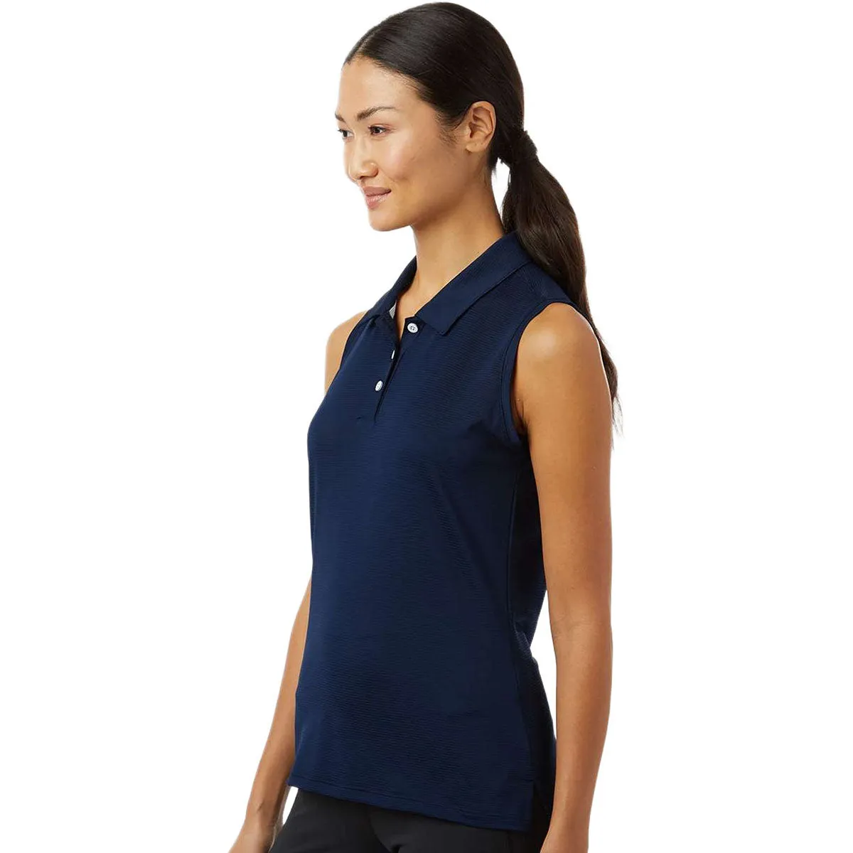 Adidas Women's Collegiate Navy Ottoman Sleeveless Polo sold by Merchology product image thumbnail 5