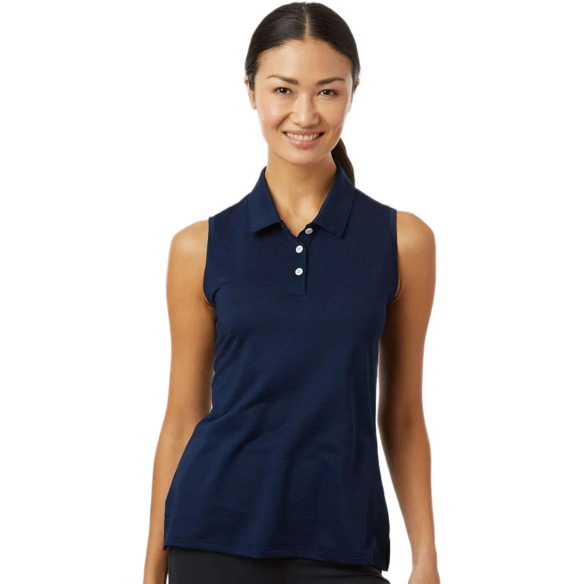 Adidas Women's Collegiate Navy Ottoman Sleeveless Polo sold by Merchology product image thumbnail 3