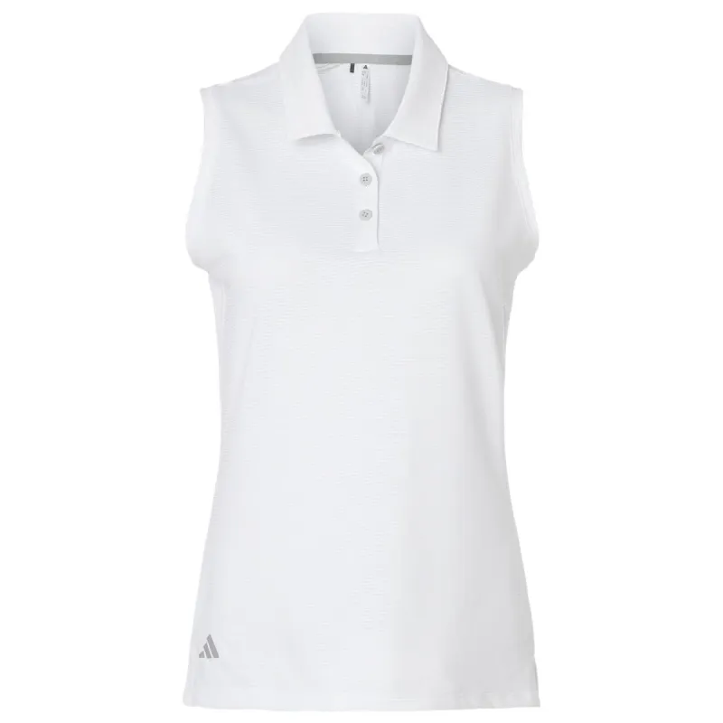 Adidas Women's White Ottoman Sleeveless Polo made by Adidas