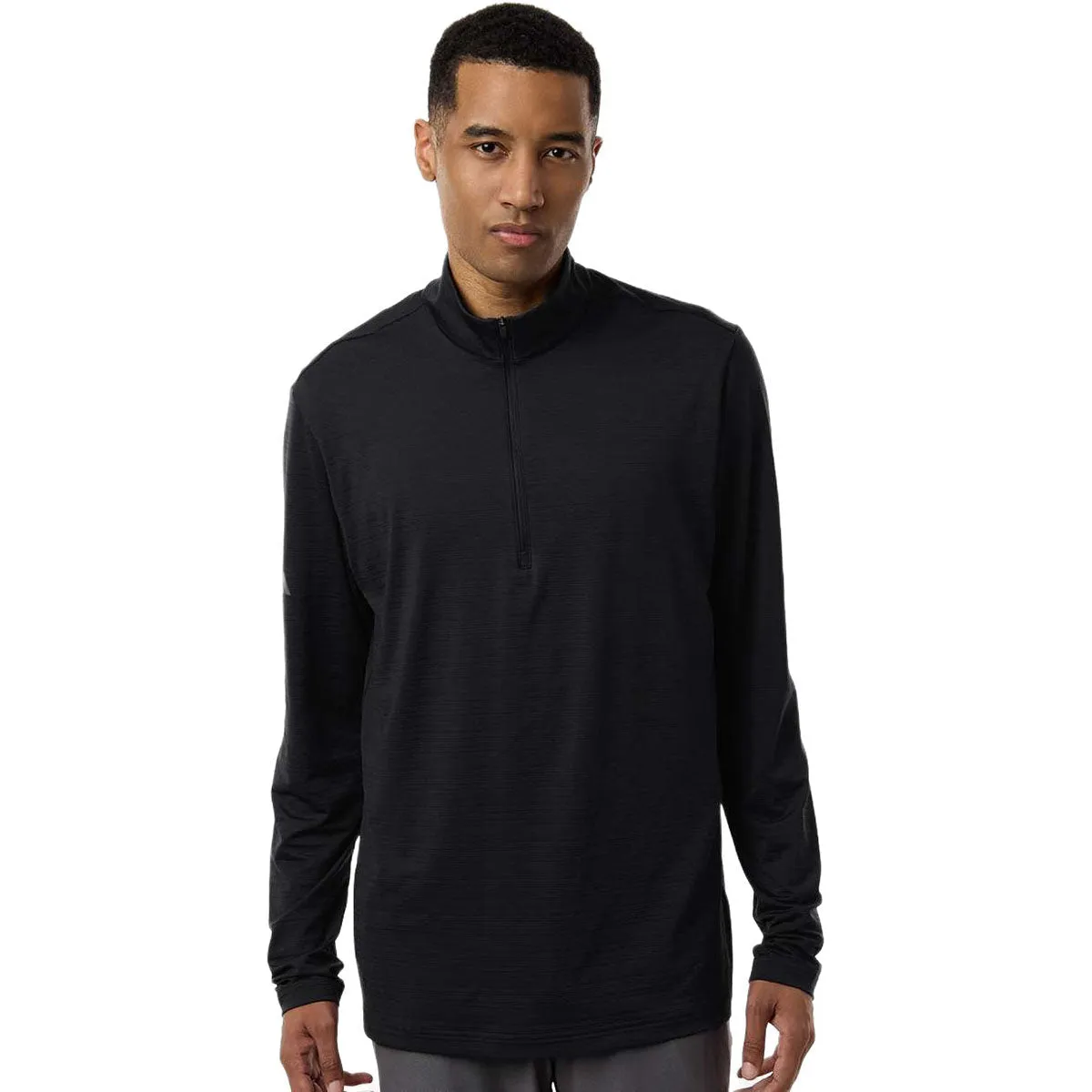Adidas Men's Black Textured Stripe Quarter-Zip Pullover sold by Merchology product image thumbnail 3