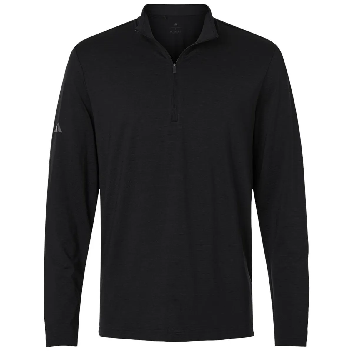 Adidas Men's Black Textured Stripe Quarter-Zip Pullover sold by Merchology