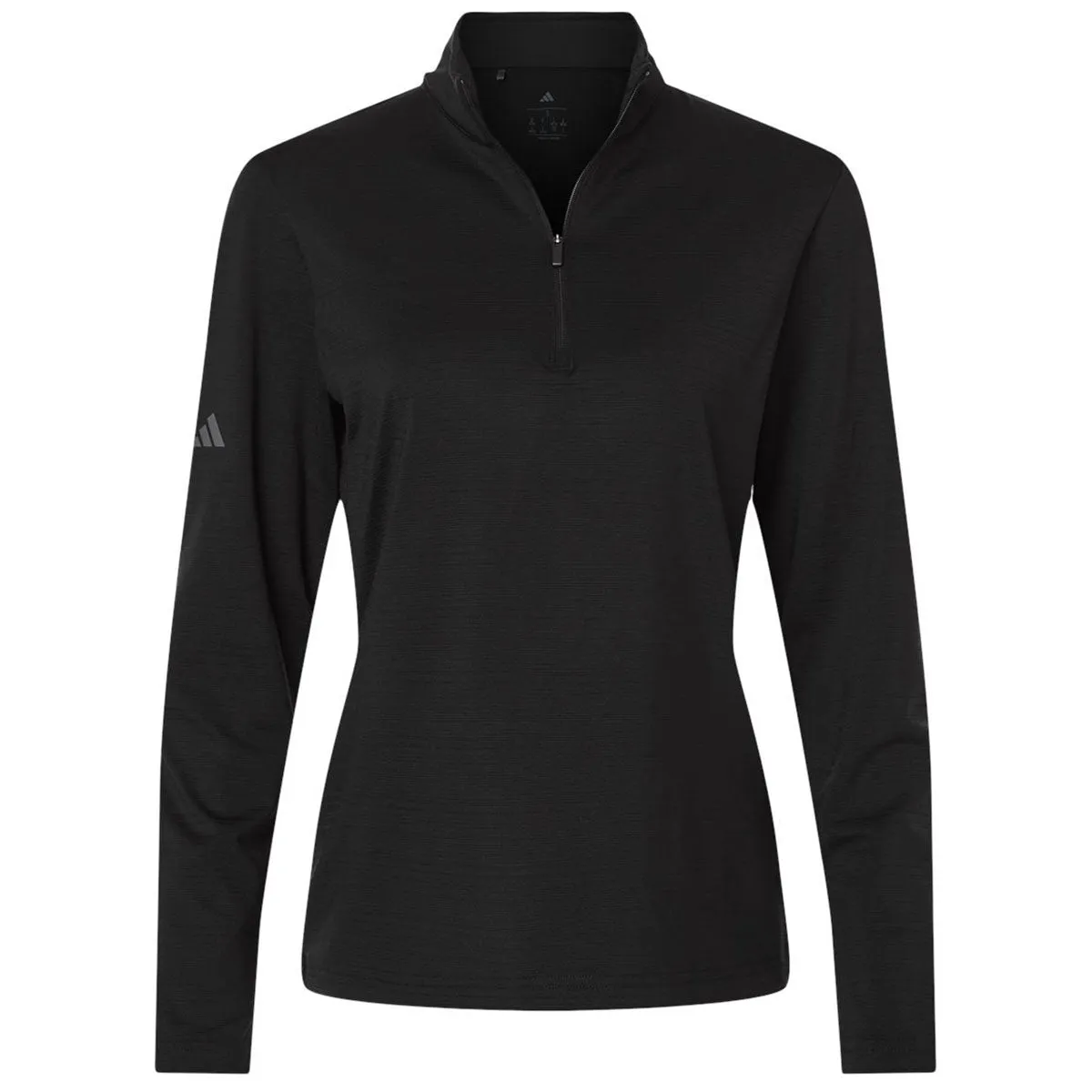 Adidas Women's Black Textured Stripe Quarter-Zip Pullover sold by Merchology